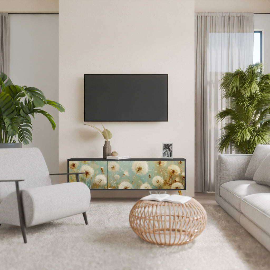 Meuble TV 3 portes DREAMY MEADOW en finition noire