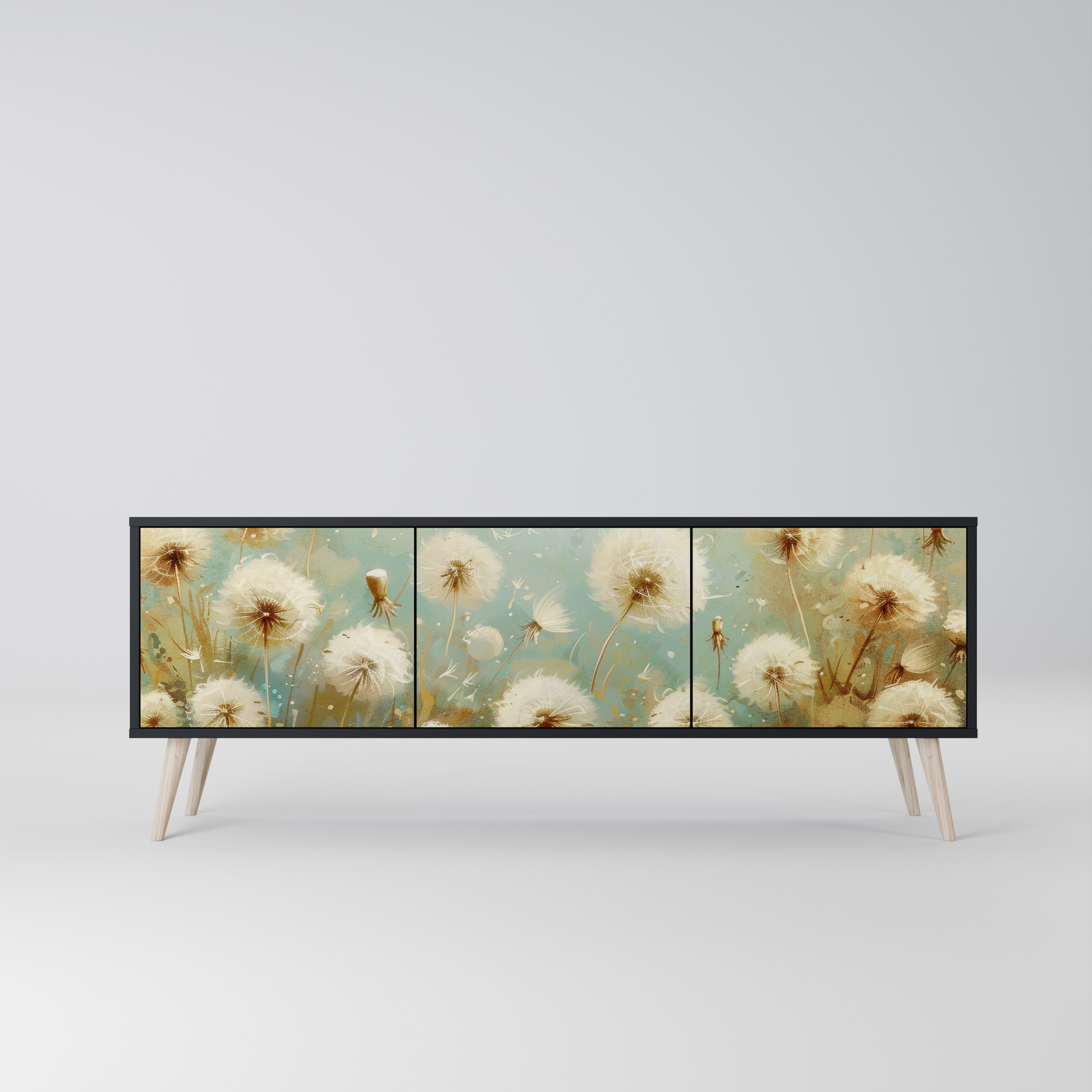 Meuble TV 3 portes DREAMY MEADOW en finition noire