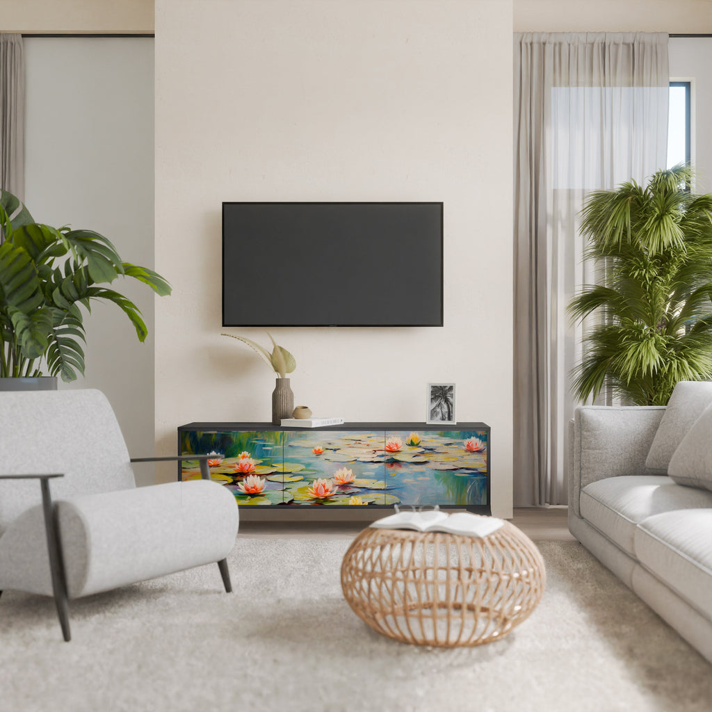 Meuble TV 3 portes BLOOMING WATERS finition noire