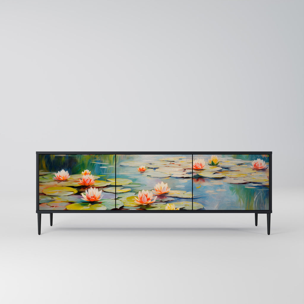 Meuble TV 3 portes BLOOMING WATERS finition noire