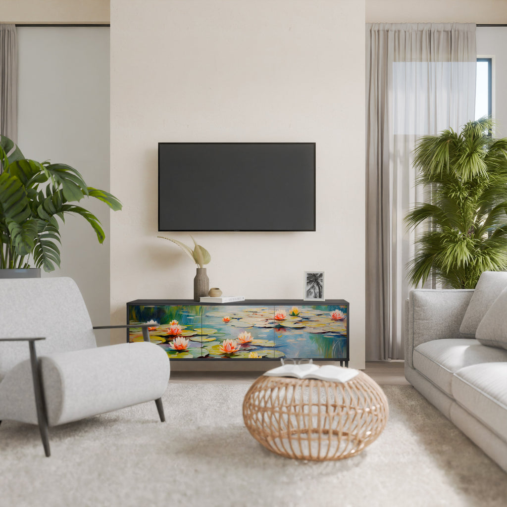 Meuble TV 3 portes BLOOMING WATERS finition noire