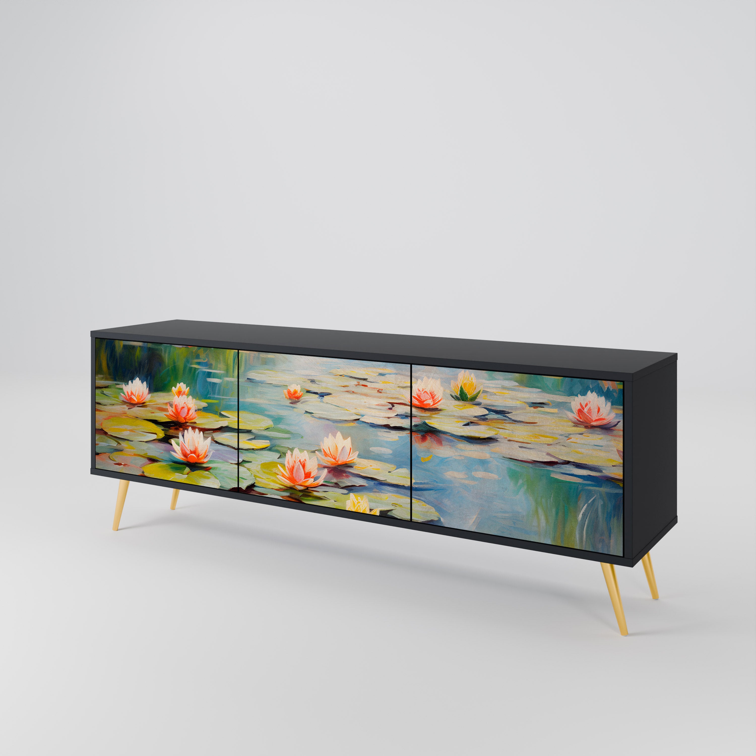 BLOOMING WATERS 3-Door TV Cabinet