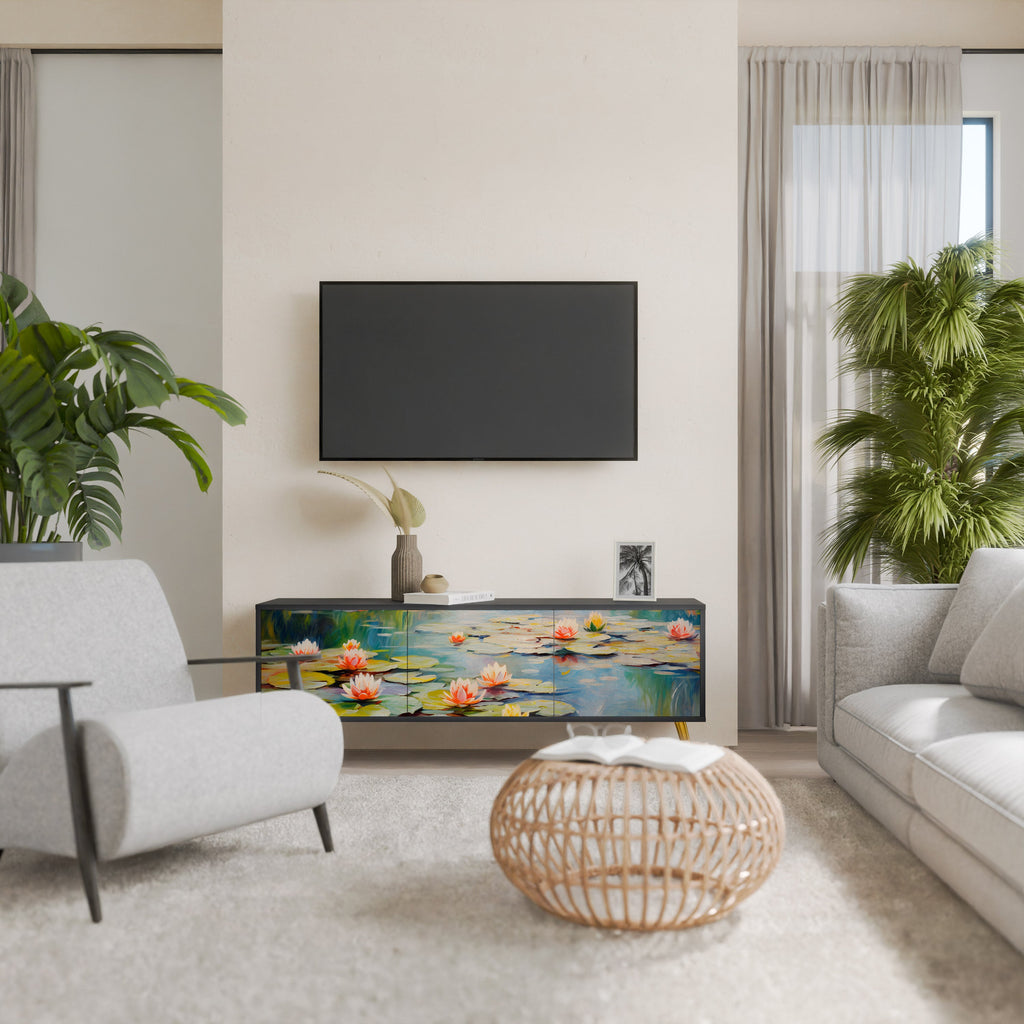 Meuble TV 3 portes BLOOMING WATERS finition noire