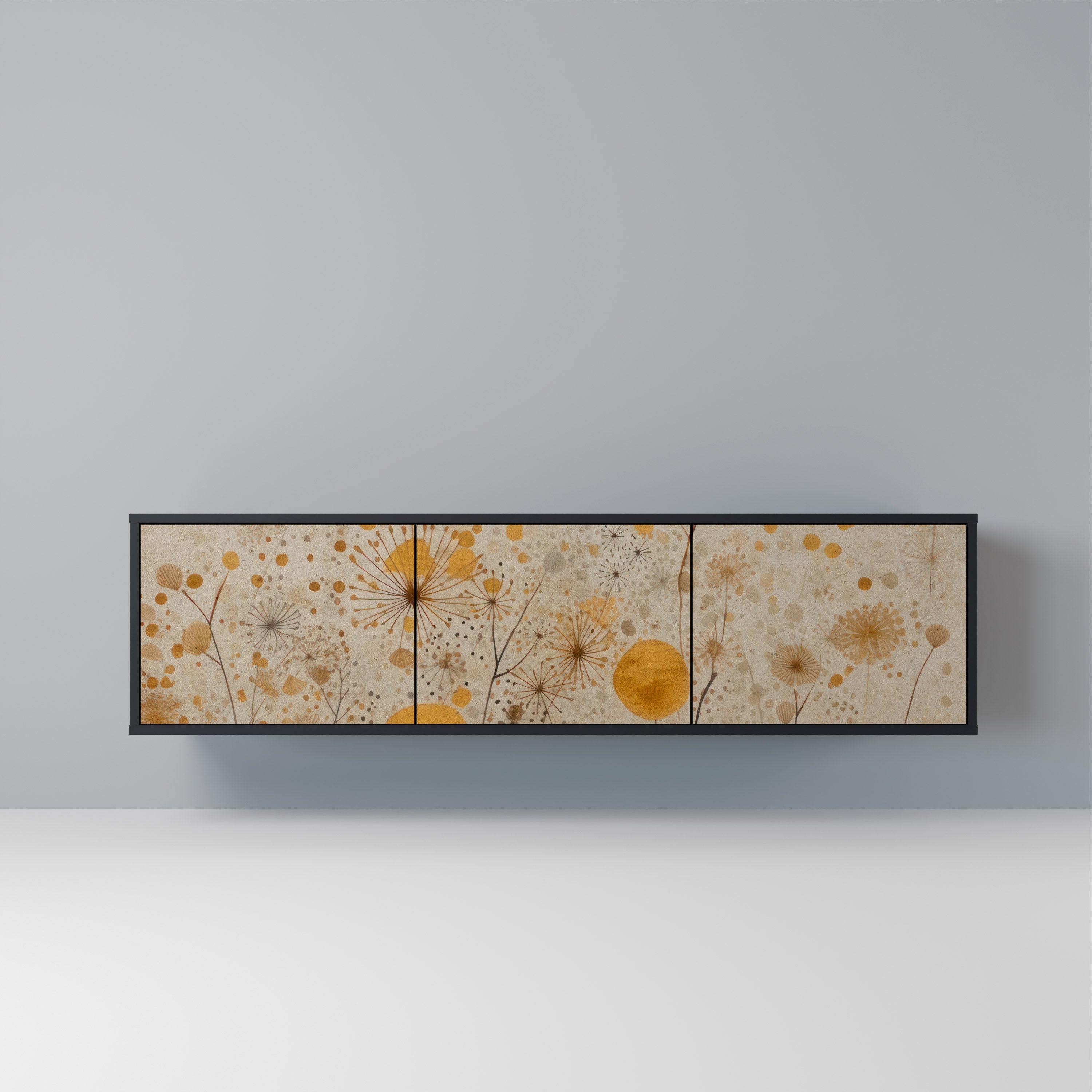 Meuble TV 3 portes MORNING GLADE, finition noire