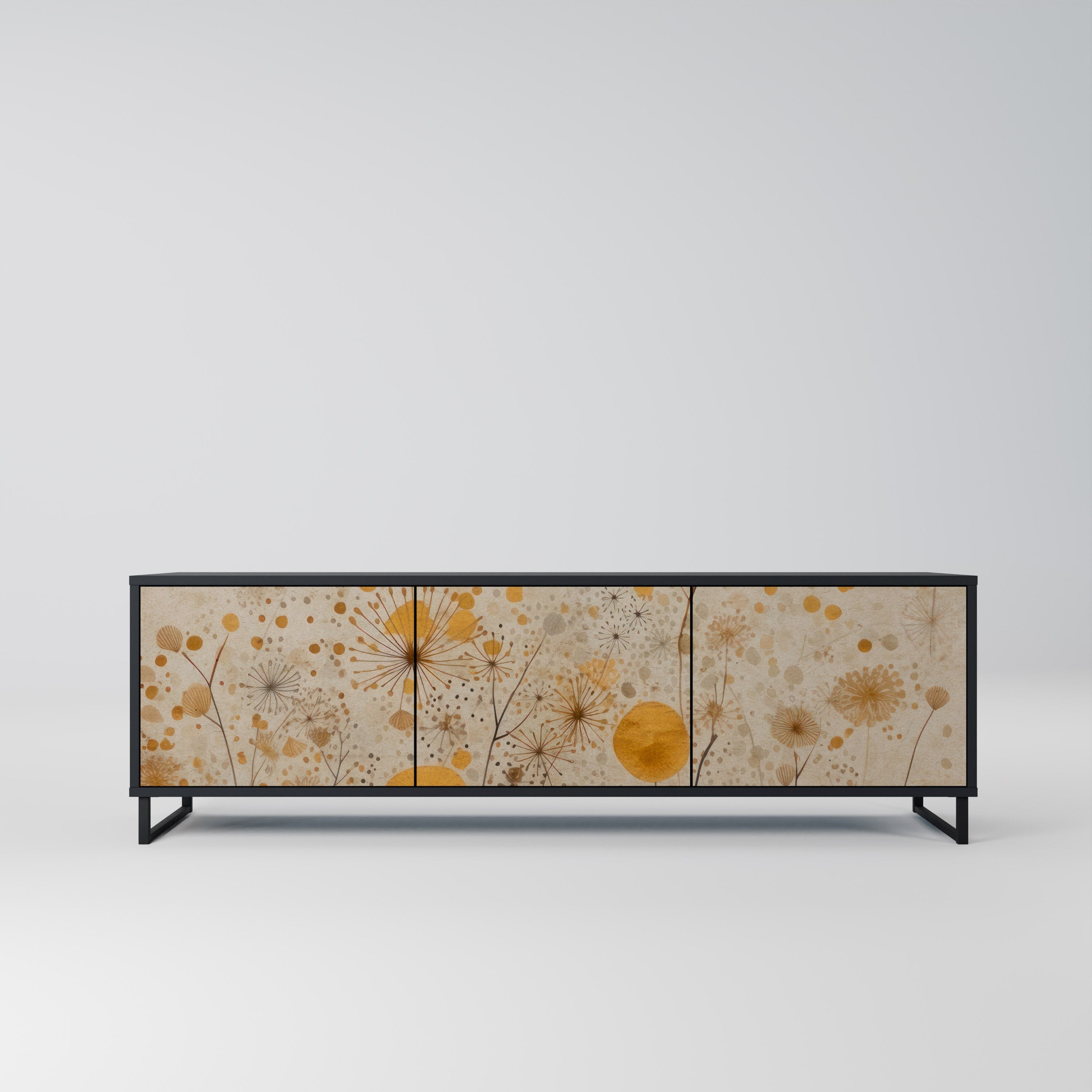 Meuble TV 3 portes MORNING GLADE, finition noire