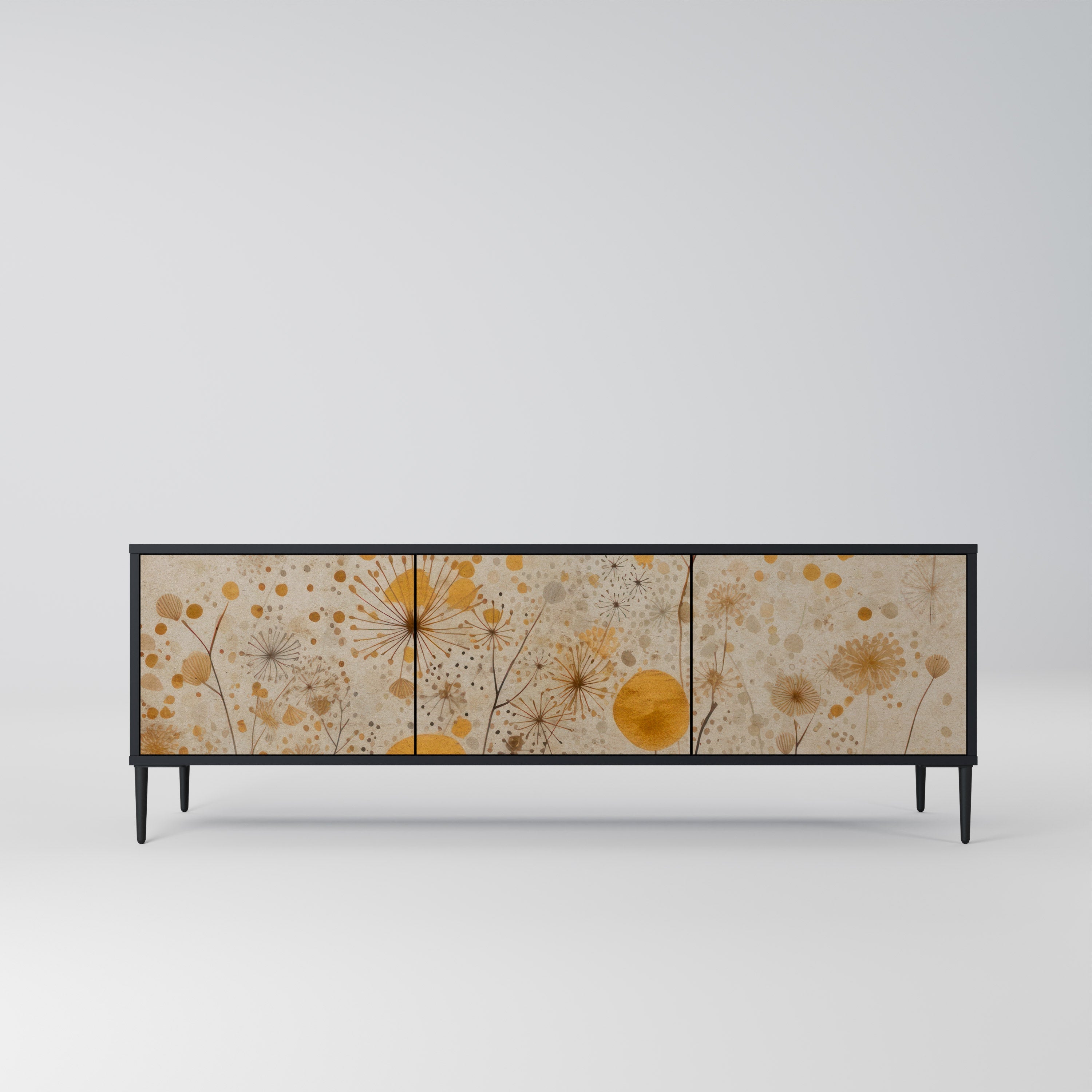 Meuble TV 3 portes MORNING GLADE, finition noire