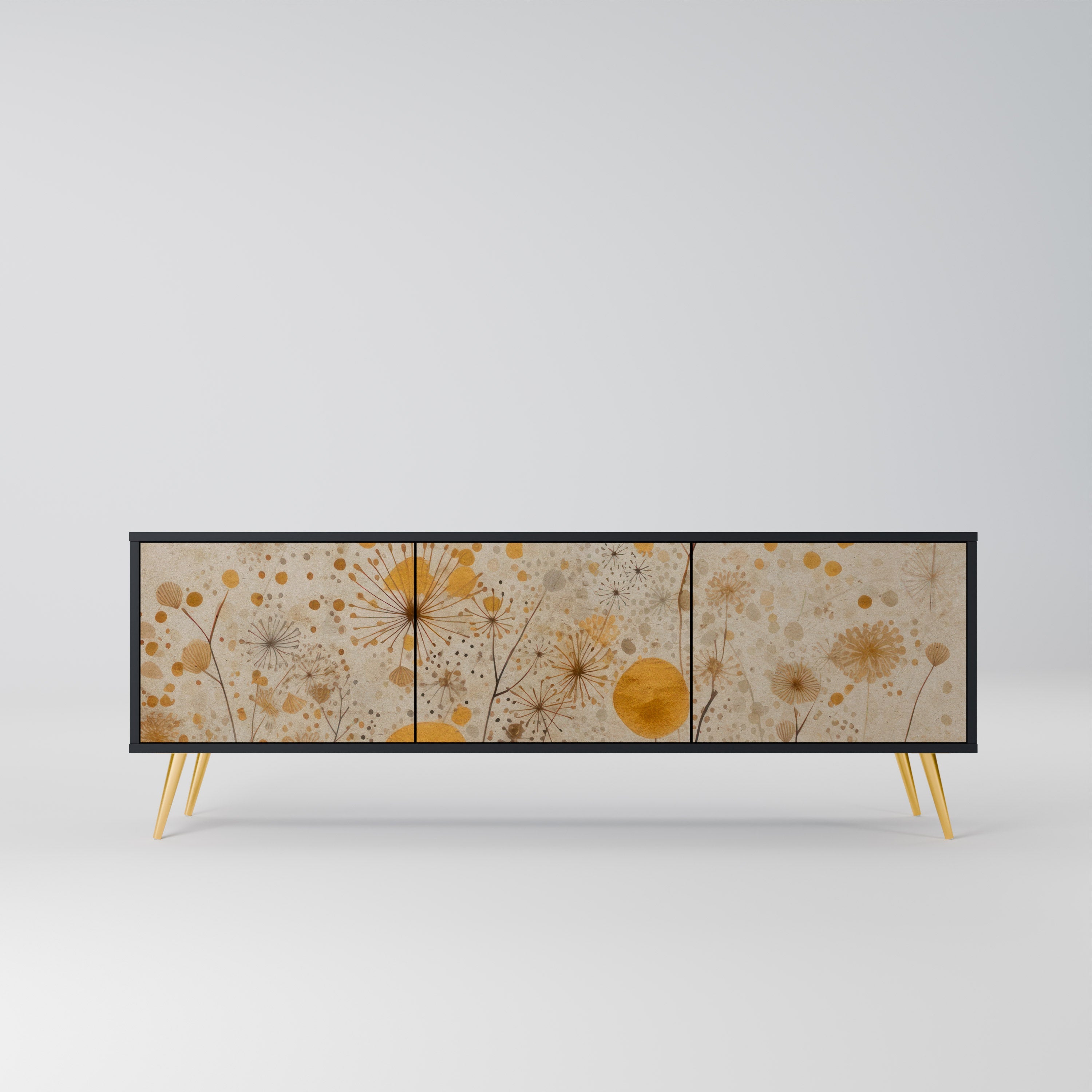 Meuble TV 3 portes MORNING GLADE, finition noire