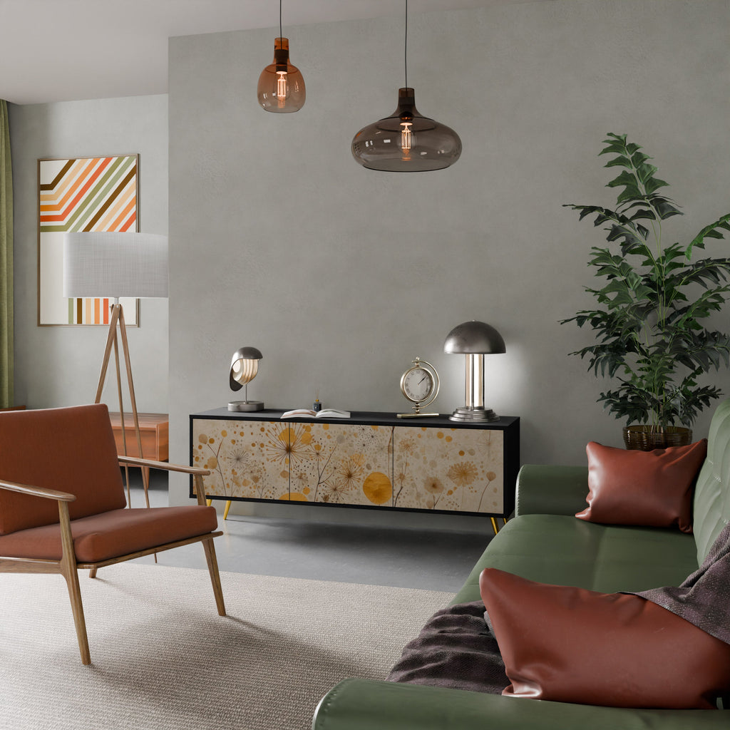 Meuble TV 3 portes MORNING GLADE, finition noire