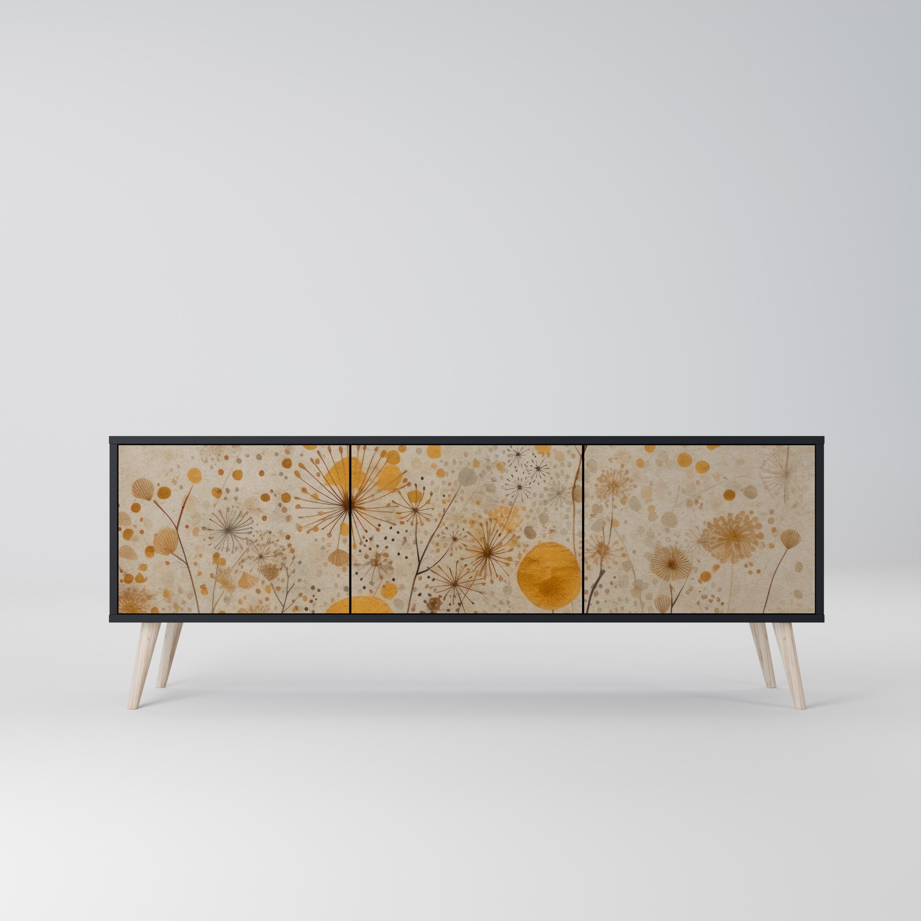 Meuble TV 3 portes MORNING GLADE, finition noire