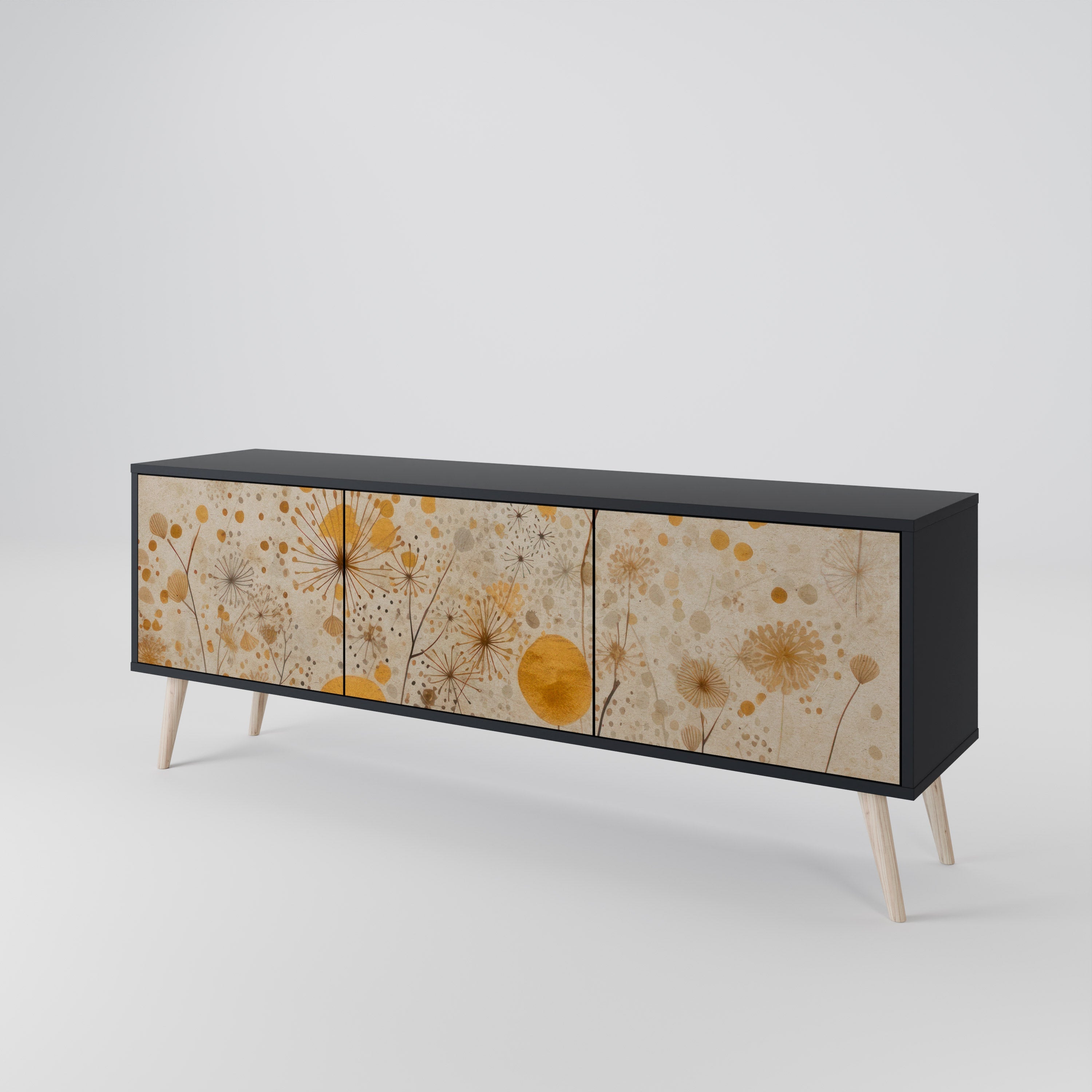 Meuble TV 3 portes MORNING GLADE, finition noire