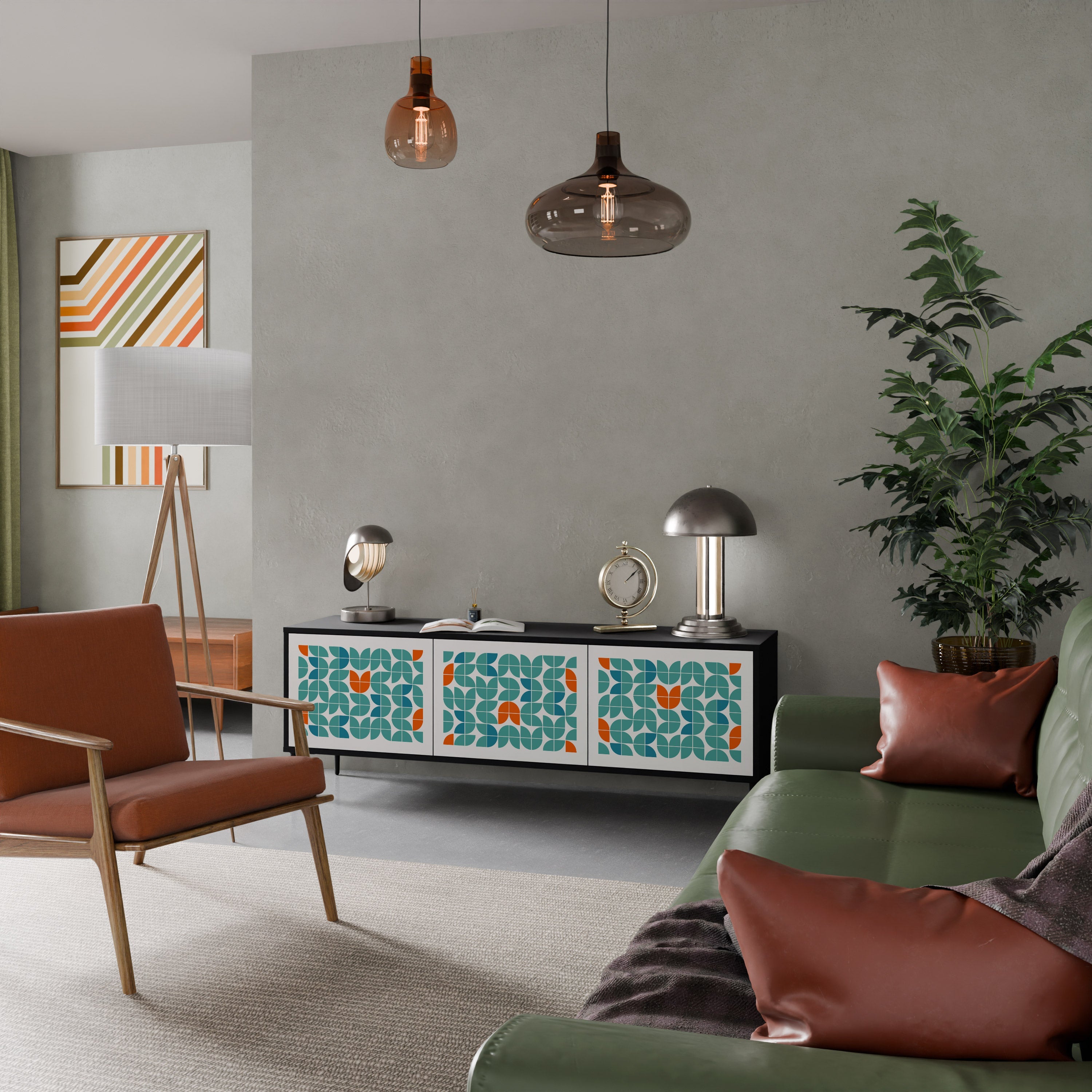 Meuble TV 3 portes BE THE CHANGE en finition noire