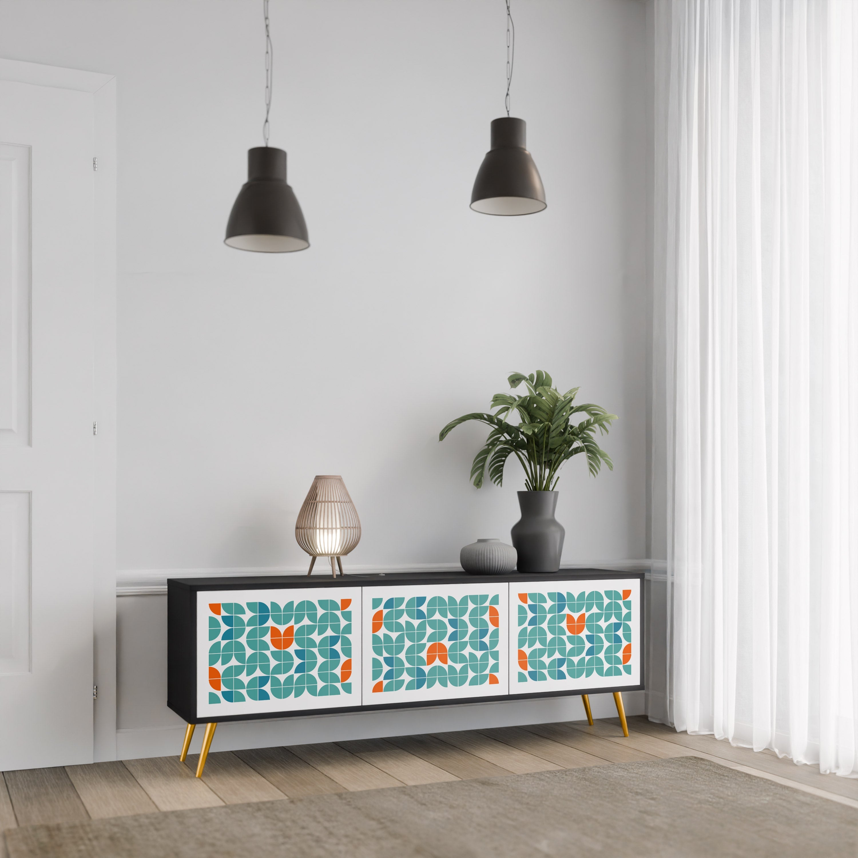 Meuble TV 3 portes BE THE CHANGE en finition noire