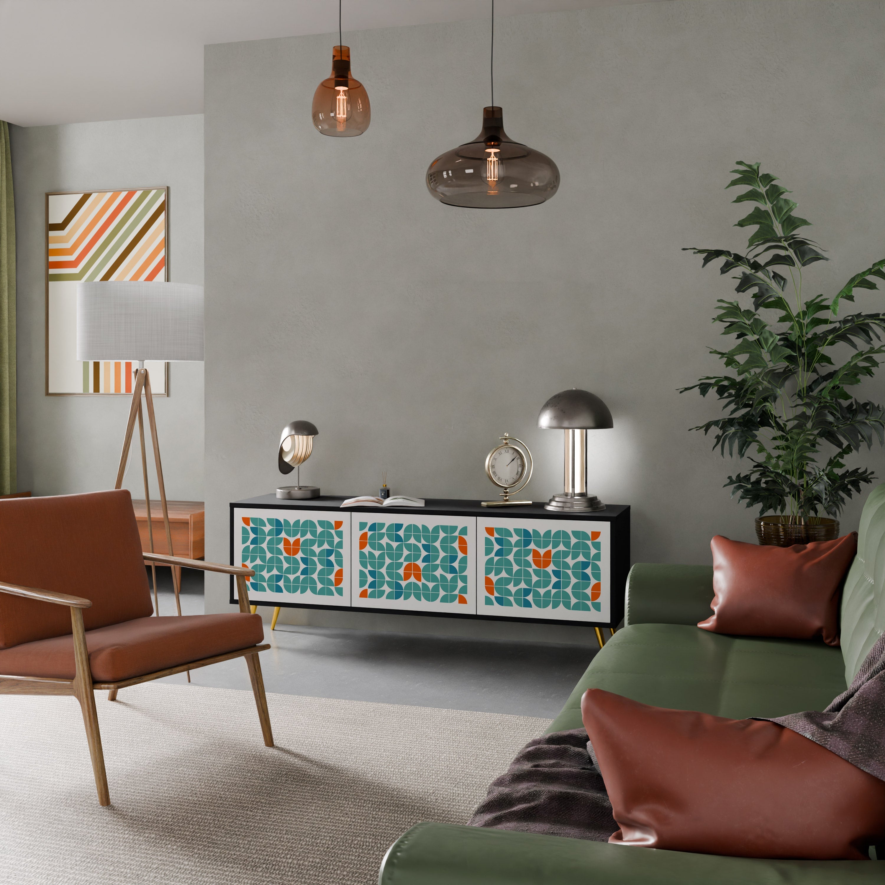 Meuble TV 3 portes BE THE CHANGE en finition noire