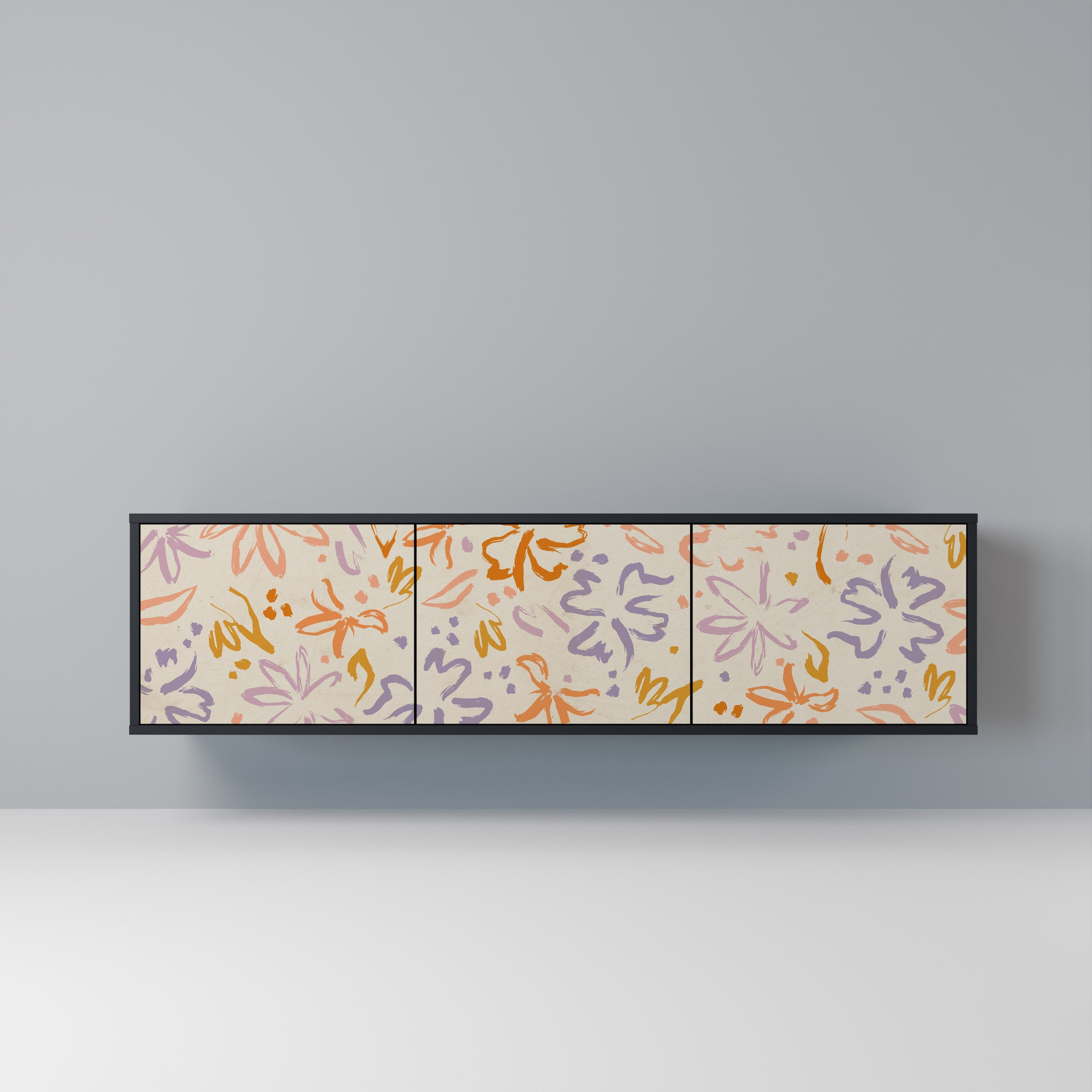 Meuble TV 3 portes SPRING WHIMSY finition noire