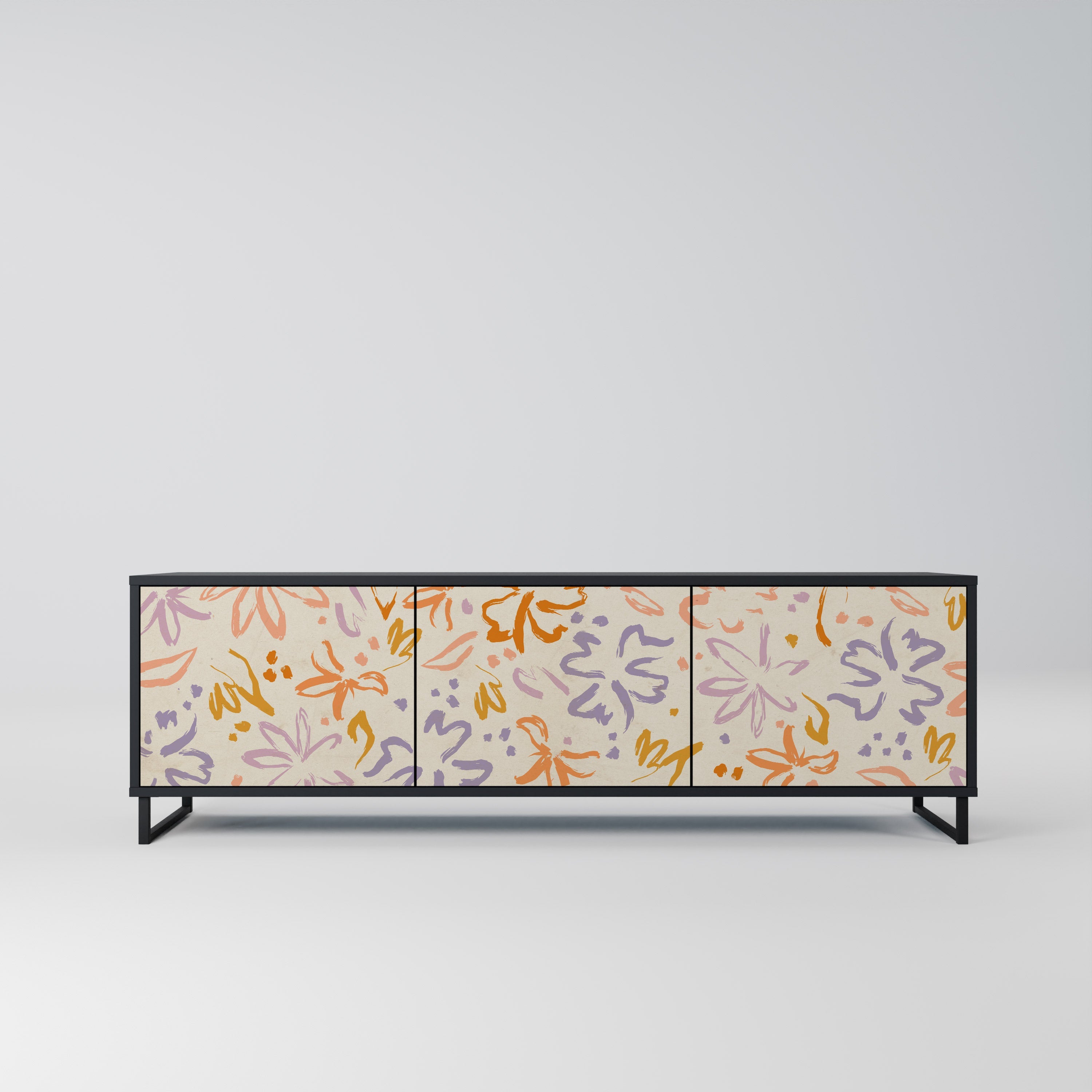 Meuble TV 3 portes SPRING WHIMSY finition noire