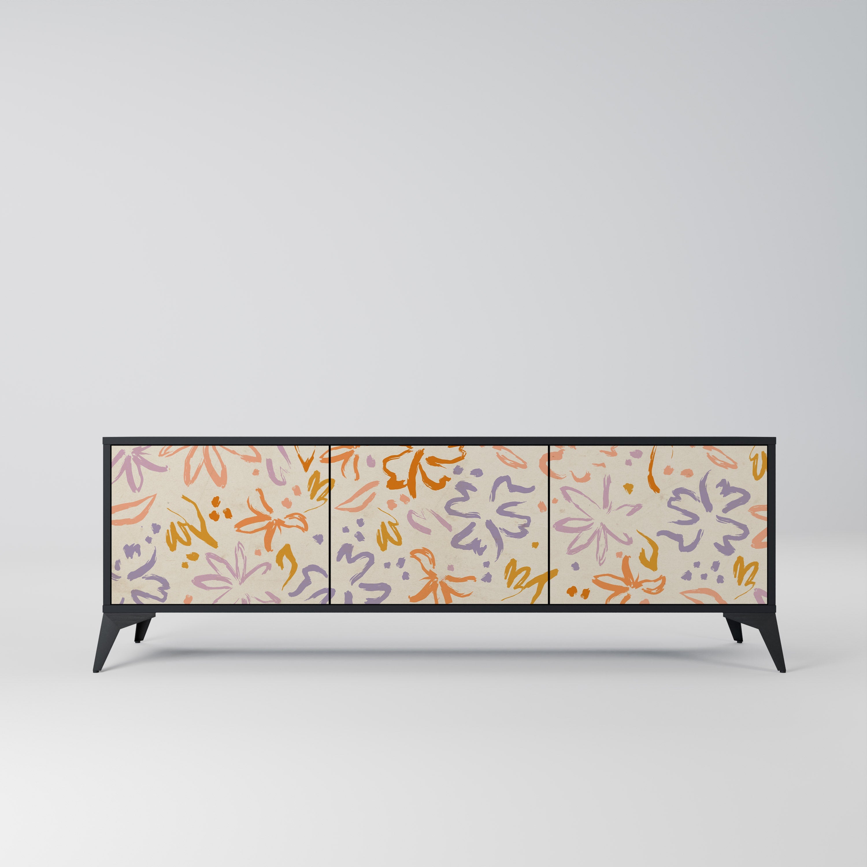 Meuble TV 3 portes SPRING WHIMSY finition noire