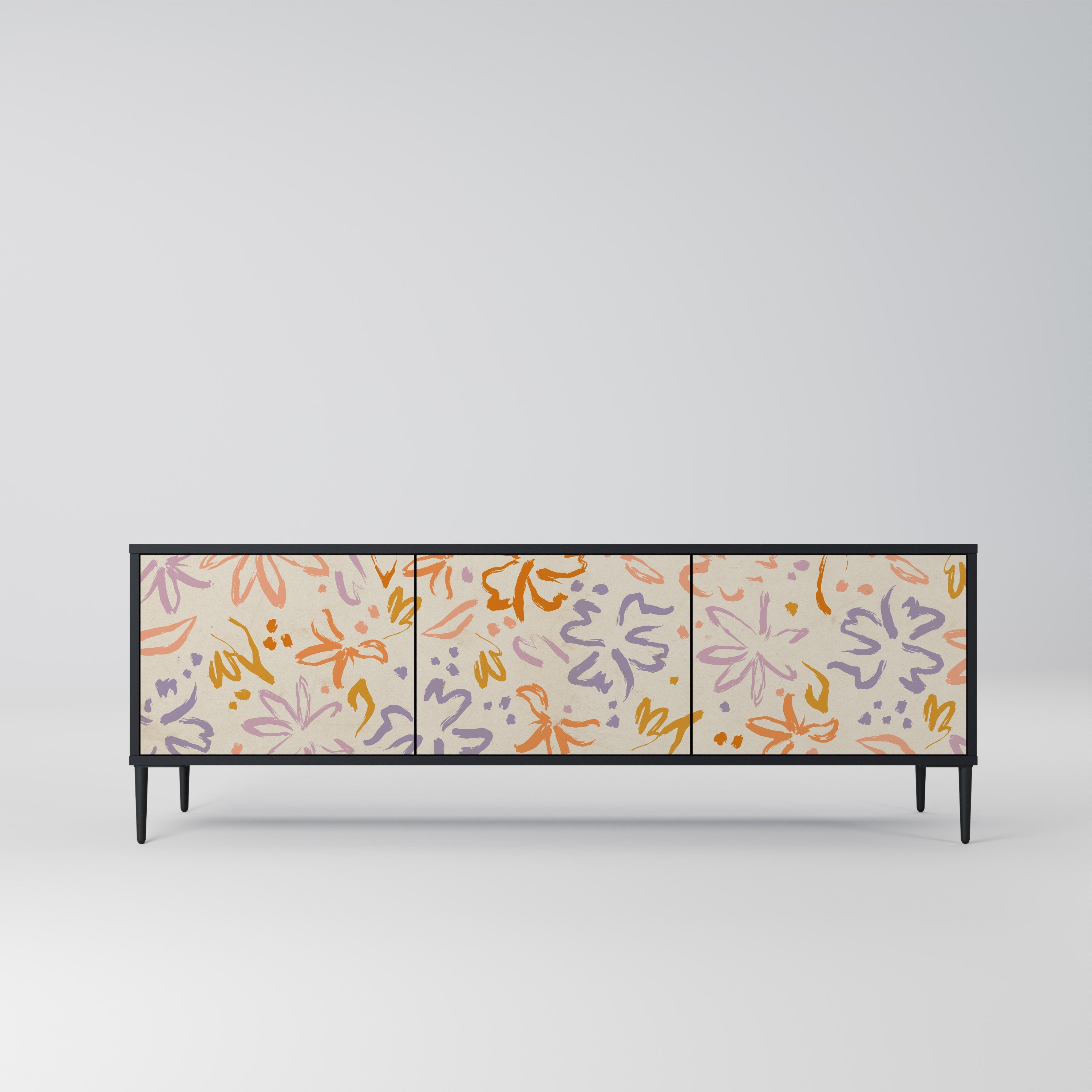 Meuble TV 3 portes SPRING WHIMSY finition noire