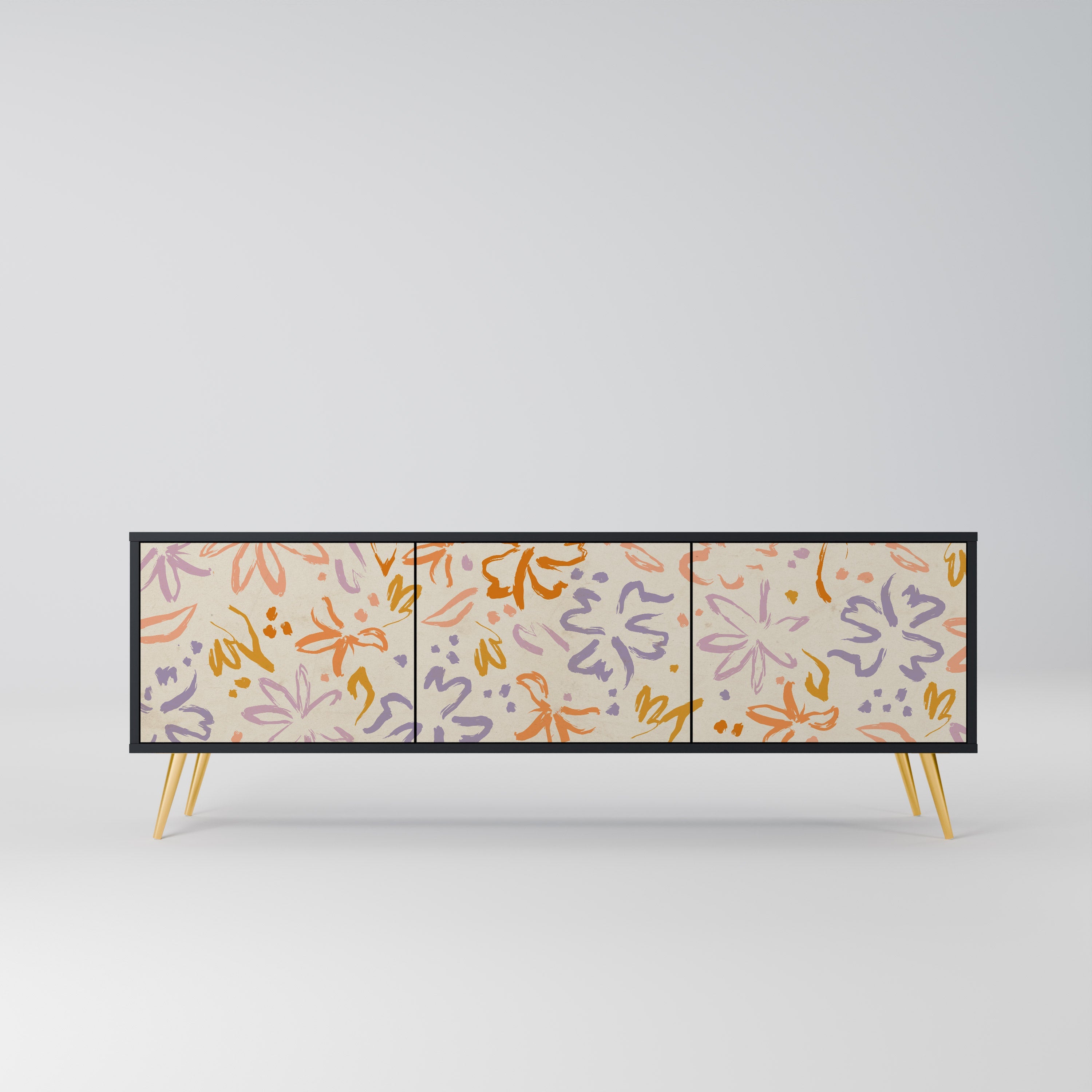 Meuble TV 3 portes SPRING WHIMSY finition noire