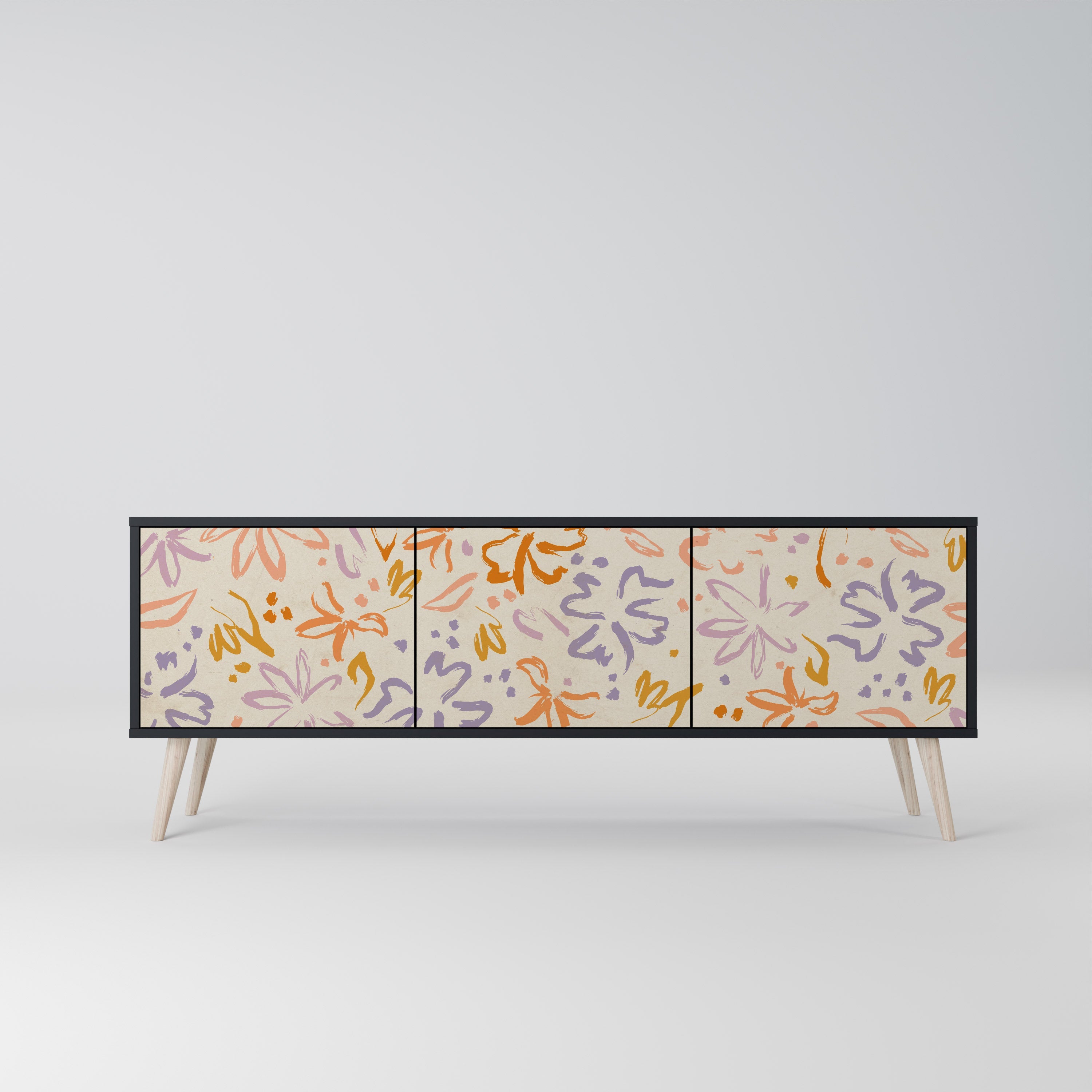 Meuble TV 3 portes SPRING WHIMSY finition noire