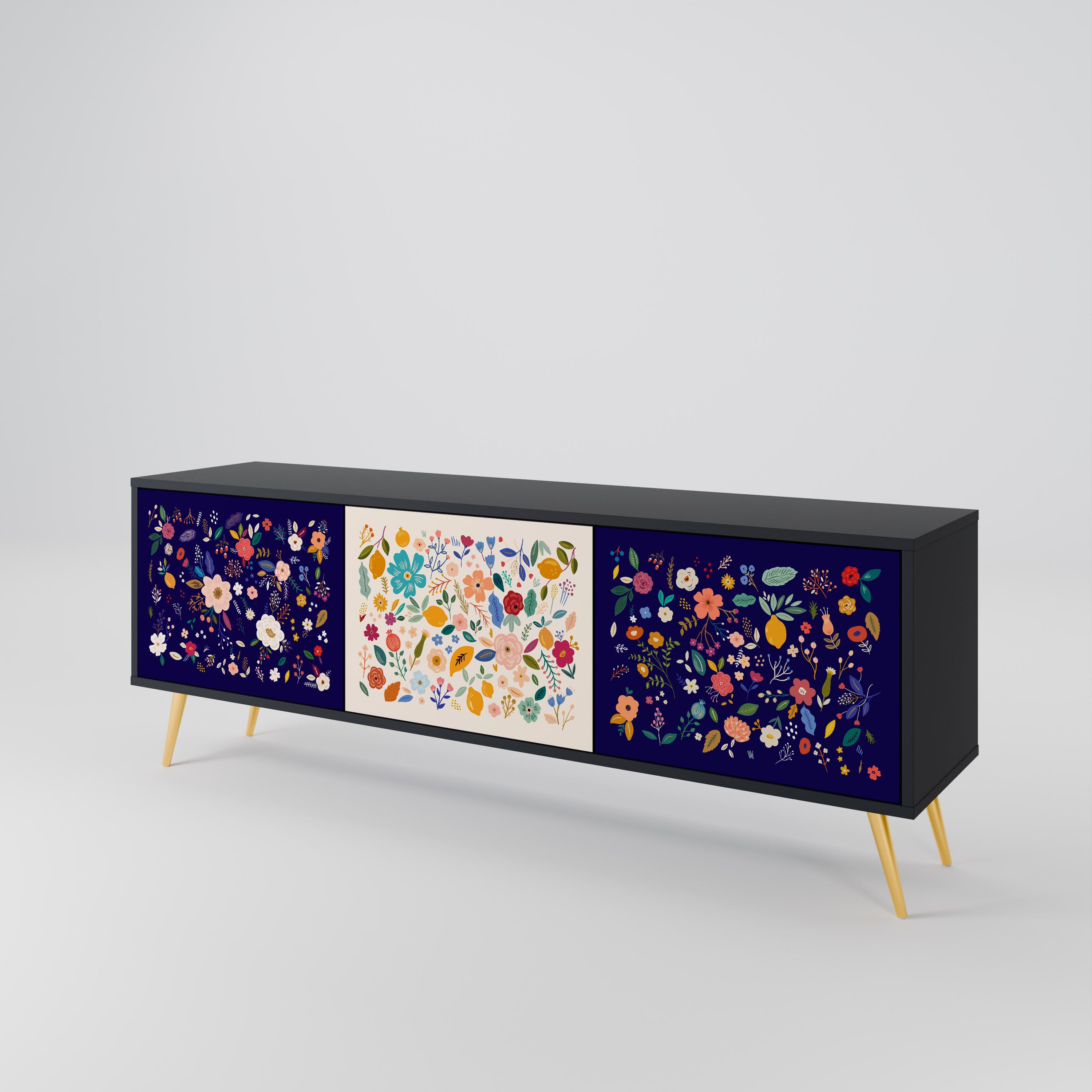 FLORAL COMBINATION 3-Door TV Cabinet