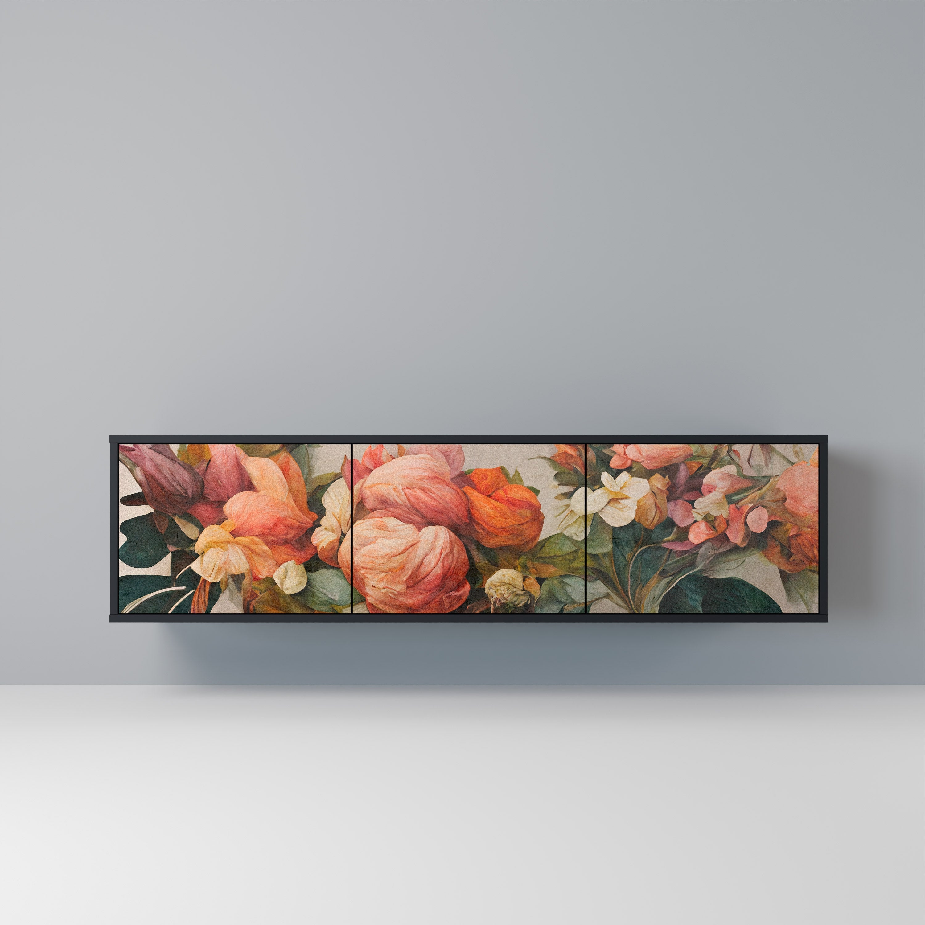 Meuble TV 3 portes STYLISH BEAUTY en finition noire