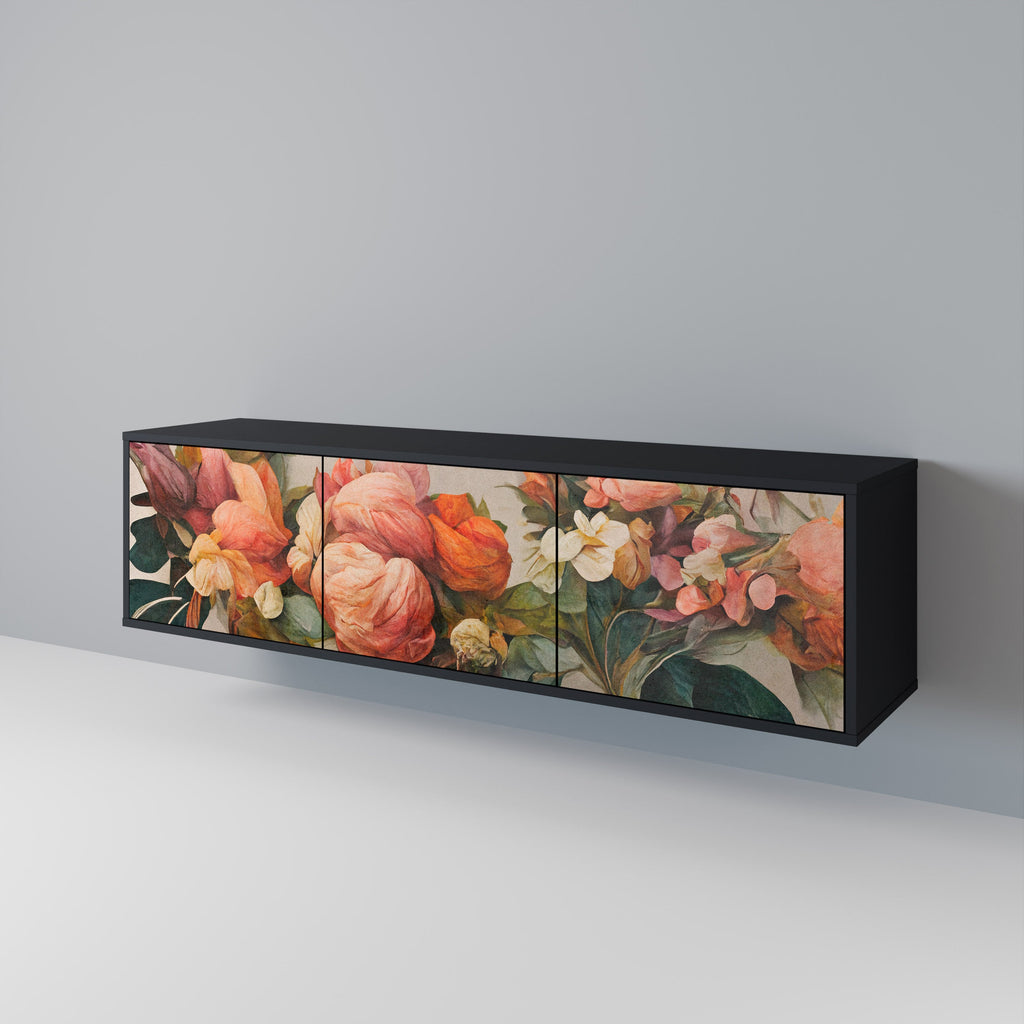 Meuble TV 3 portes STYLISH BEAUTY en finition noire