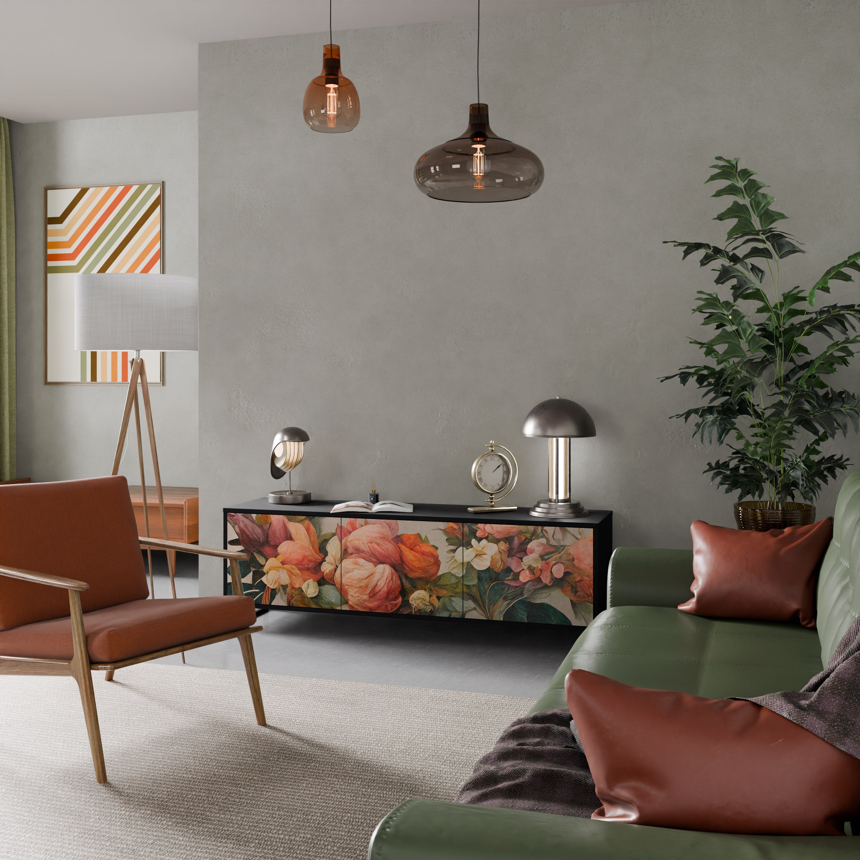 Meuble TV 3 portes STYLISH BEAUTY en finition noire