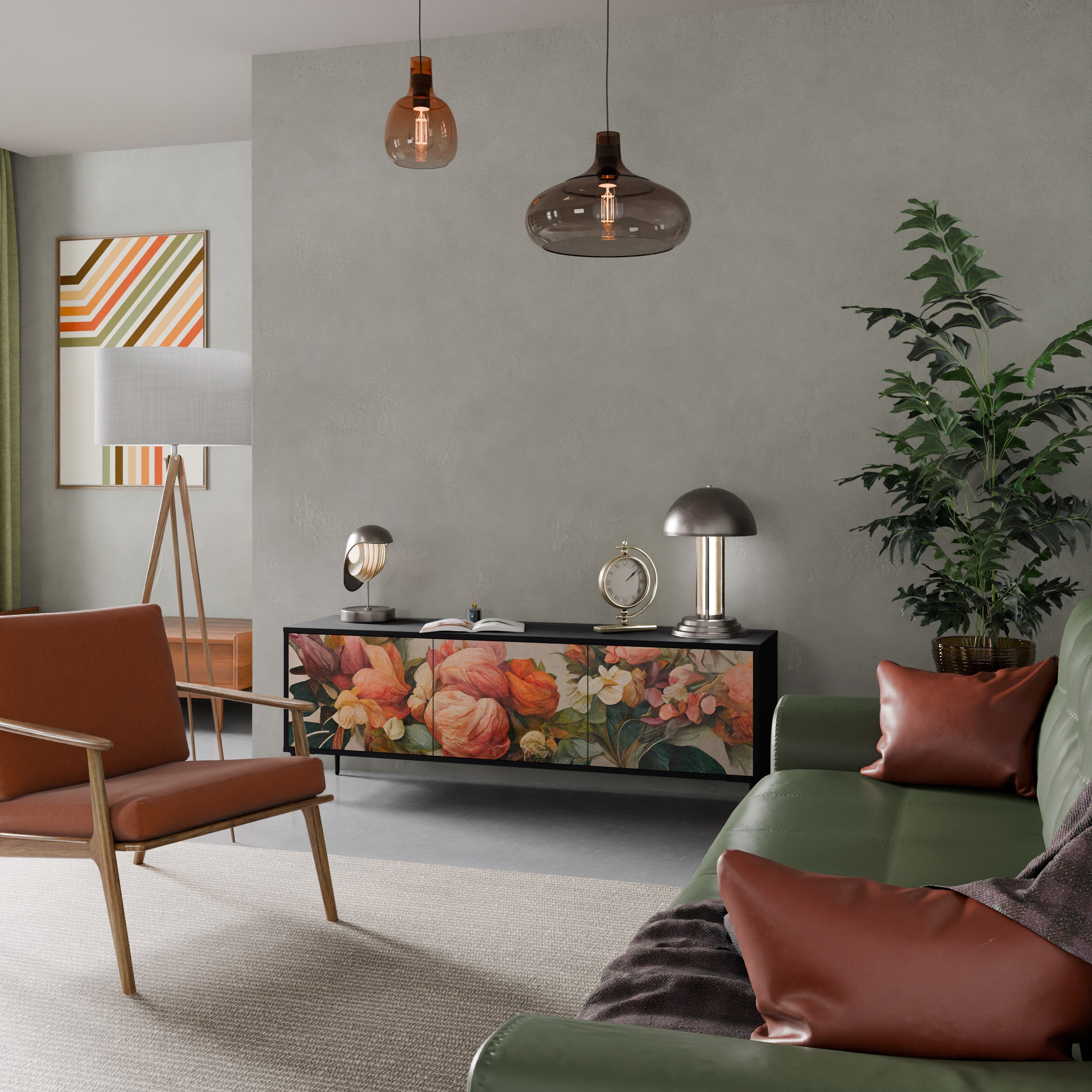 Meuble TV 3 portes STYLISH BEAUTY en finition noire