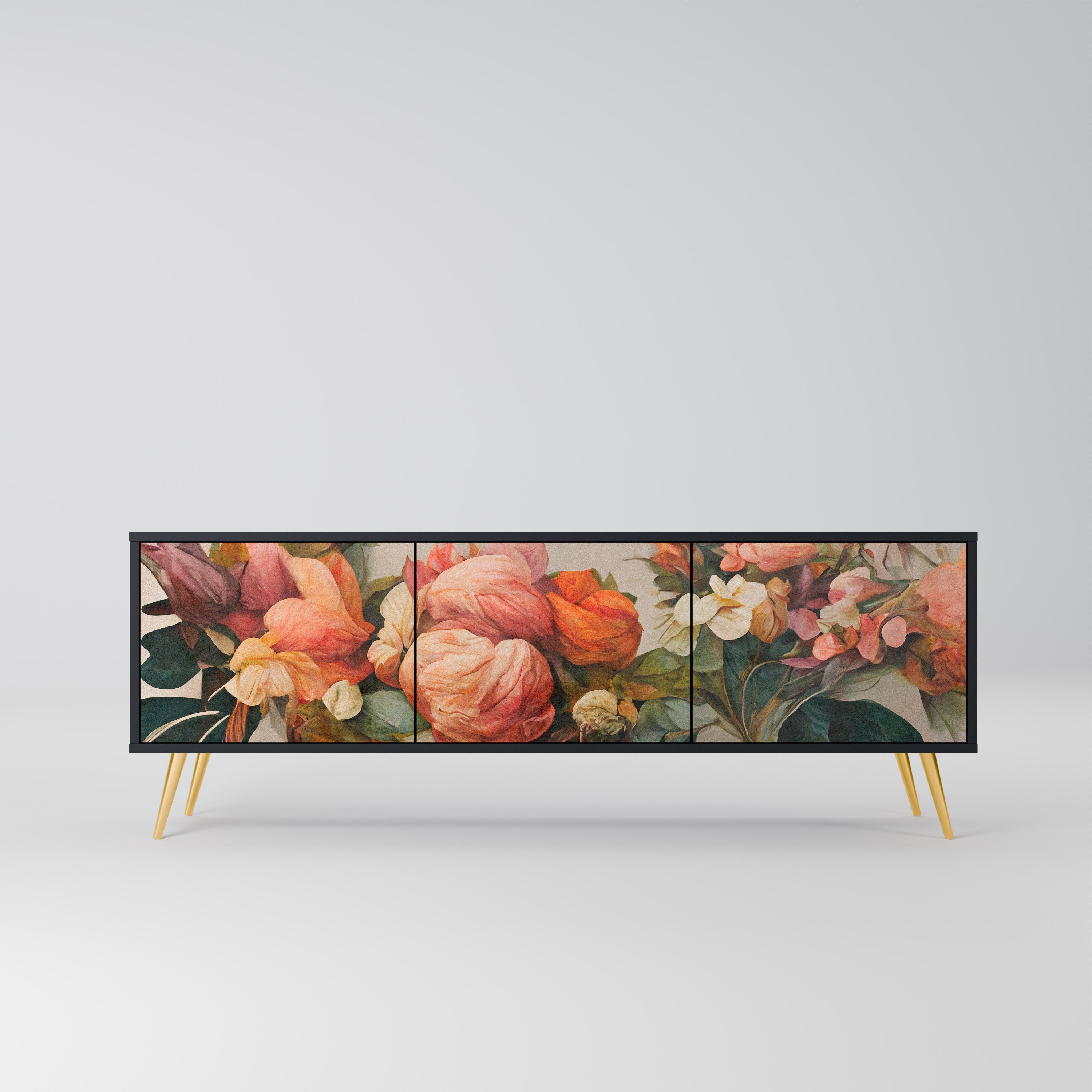 Meuble TV 3 portes STYLISH BEAUTY en finition noire