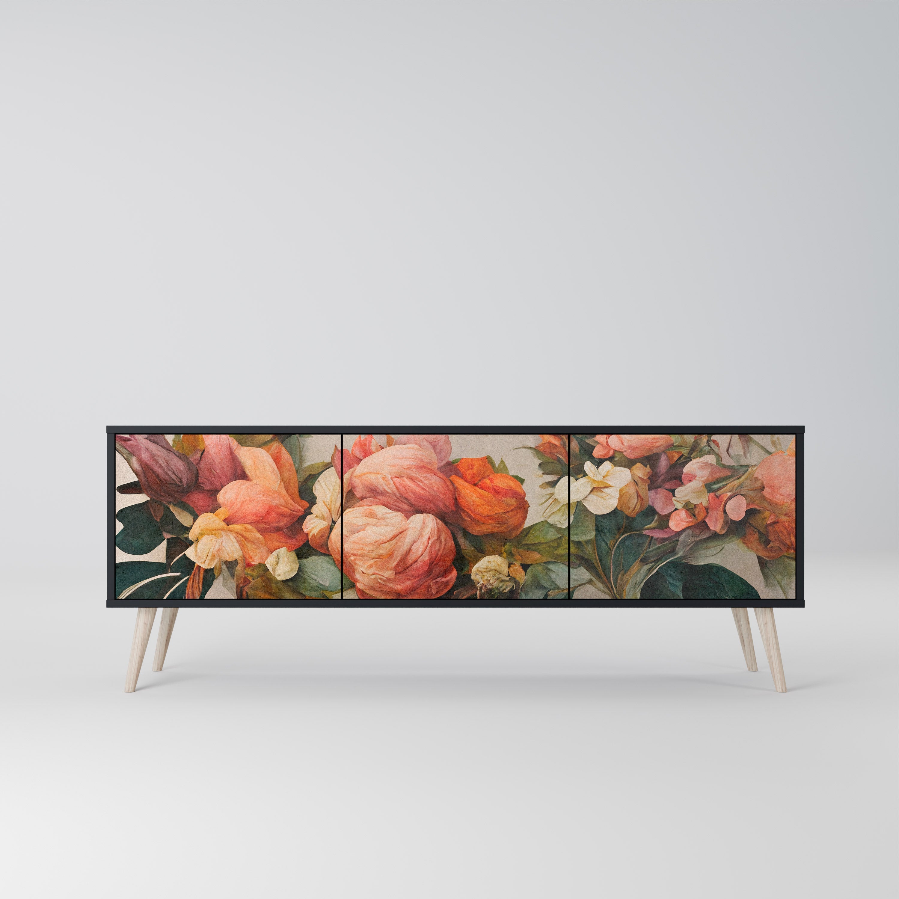 Meuble TV 3 portes STYLISH BEAUTY en finition noire