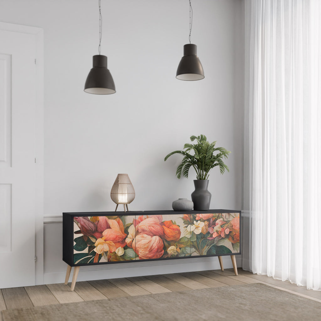 Meuble TV 3 portes STYLISH BEAUTY en finition noire