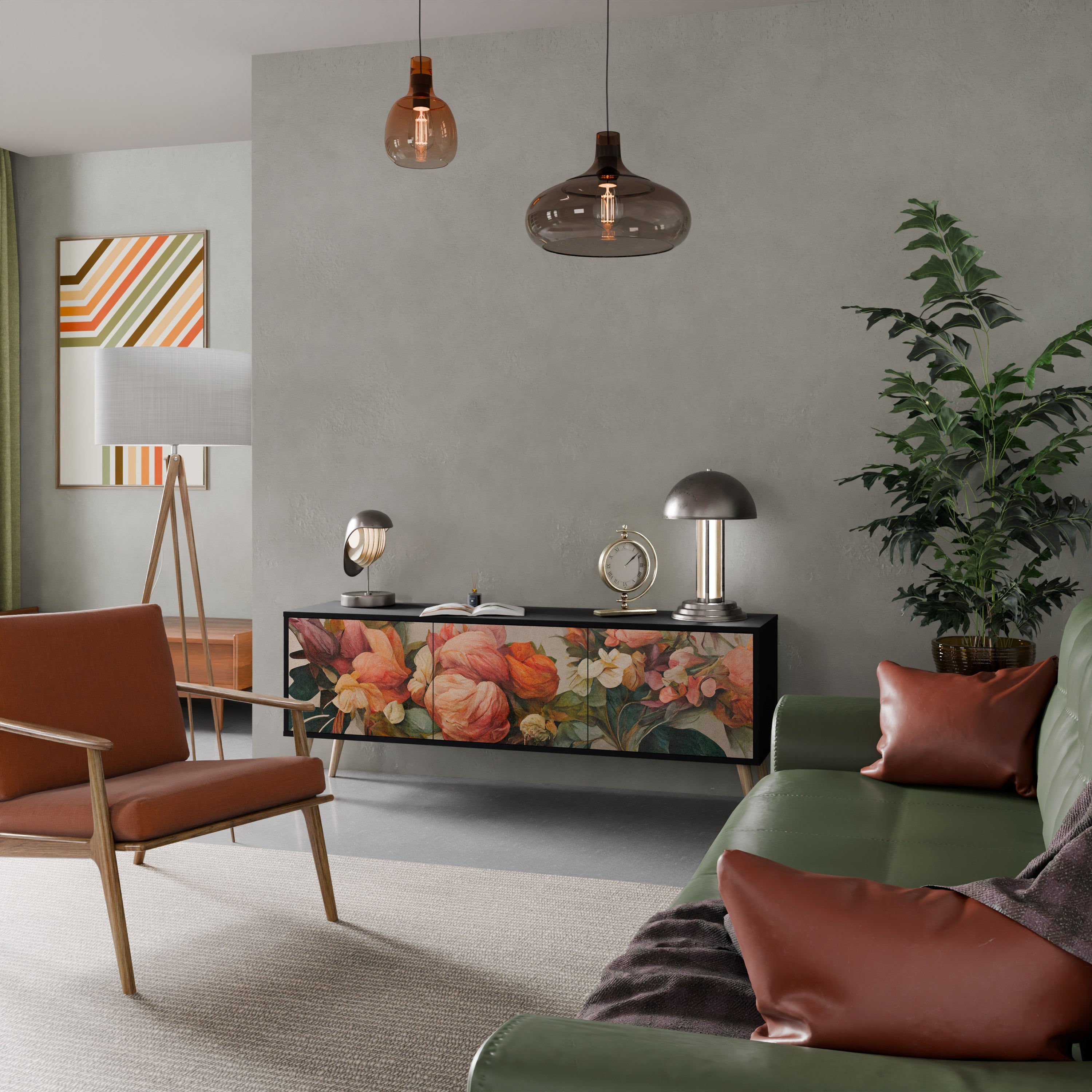 Meuble TV 3 portes STYLISH BEAUTY en finition noire