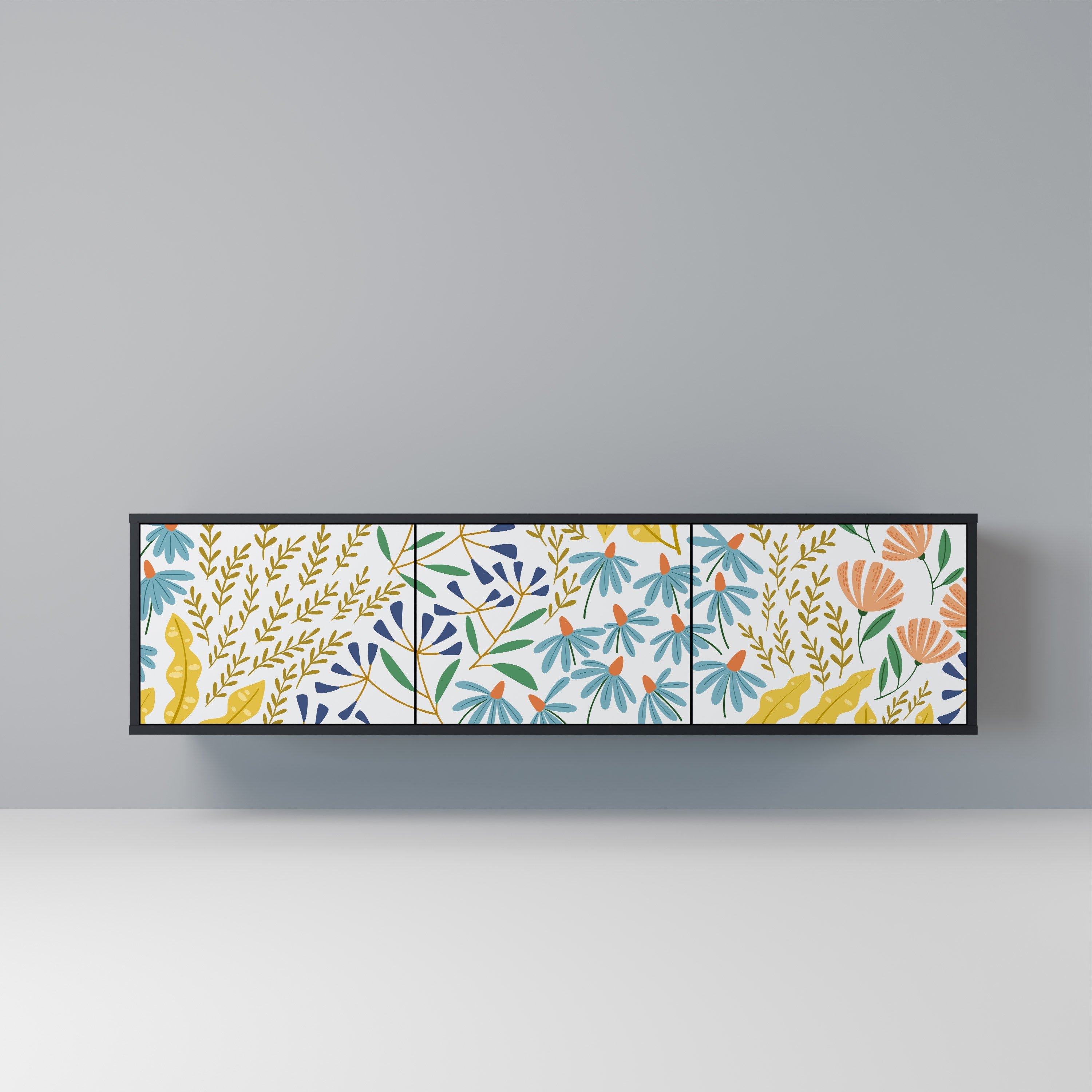 Meuble TV 3 portes HELLO SPRING finition noire