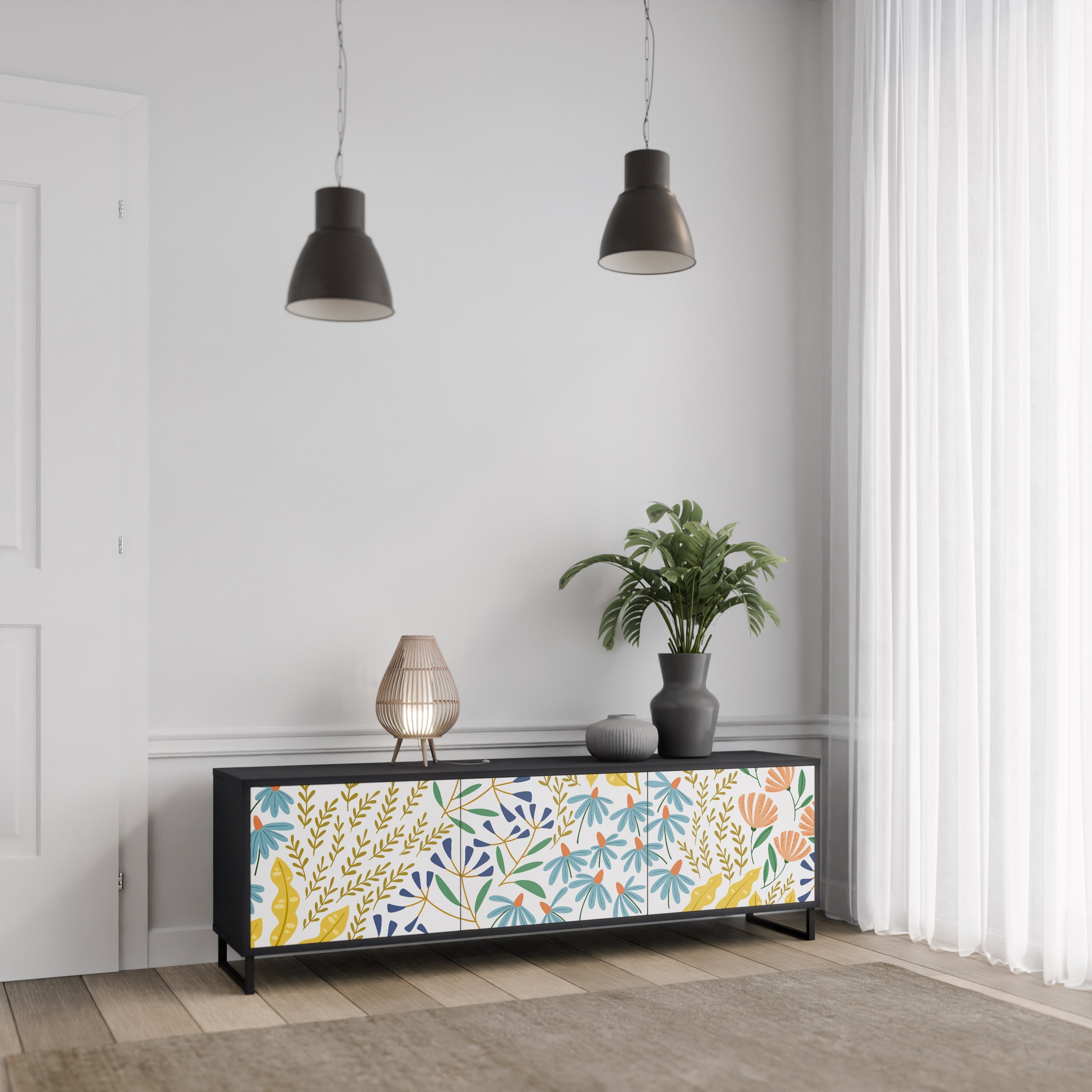 Meuble TV 3 portes HELLO SPRING finition noire