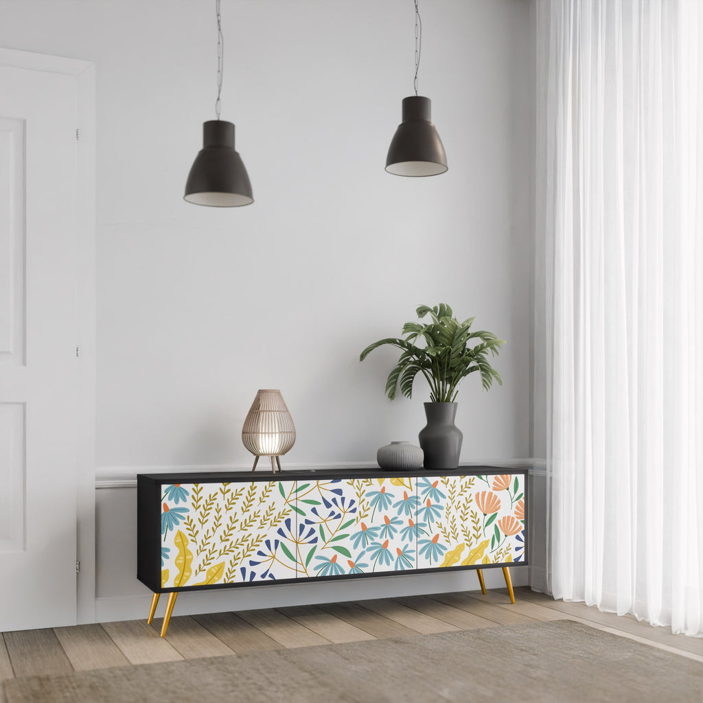 Meuble TV 3 portes HELLO SPRING finition noire