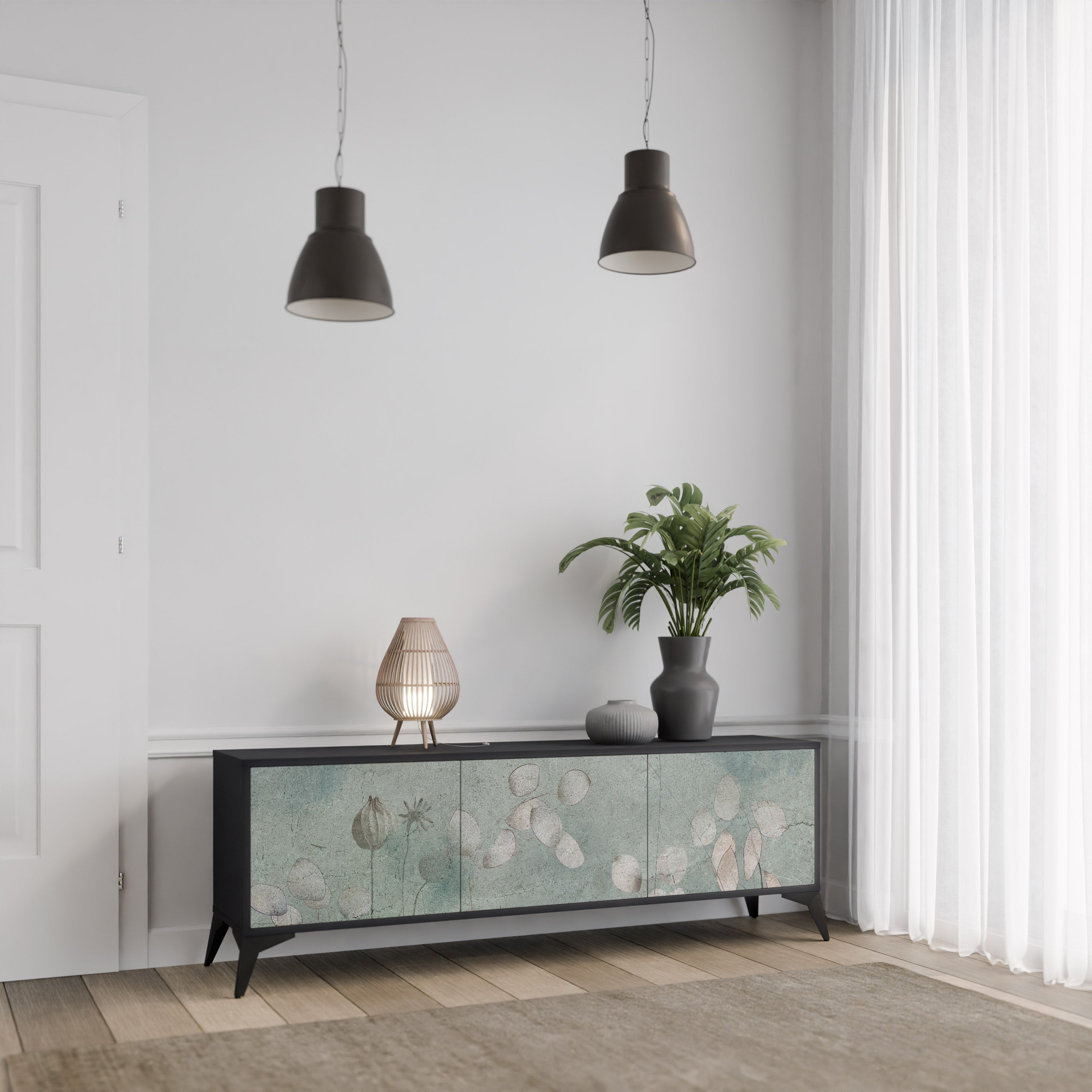 Meuble TV 3 portes NIGHT LADY finition noire