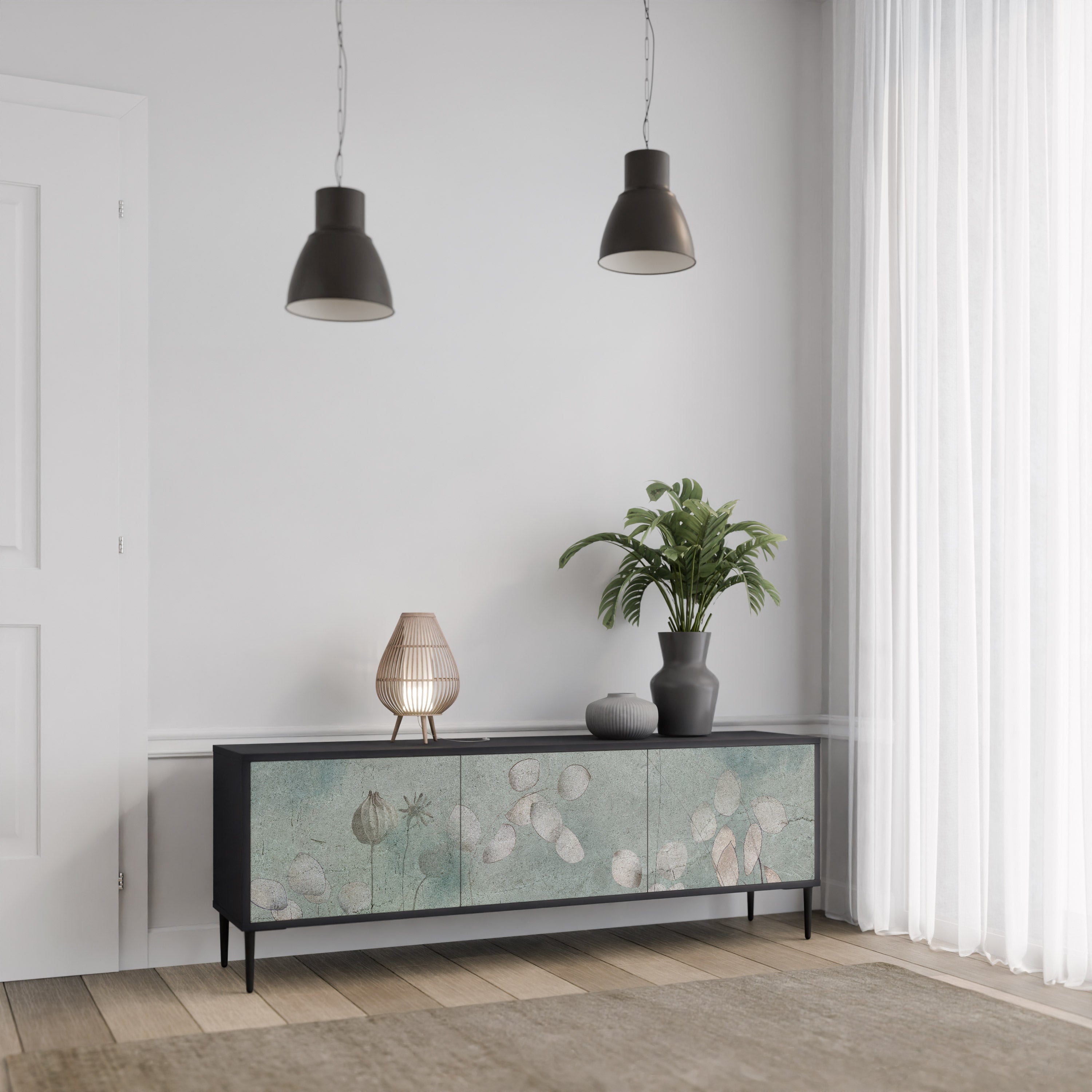 Meuble TV 3 portes NIGHT LADY finition noire