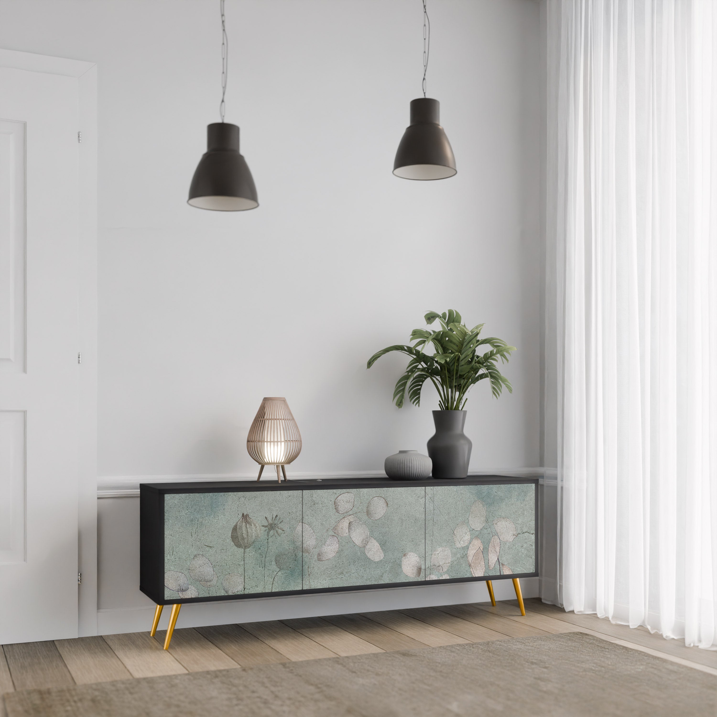 Meuble TV 3 portes NIGHT LADY finition noire