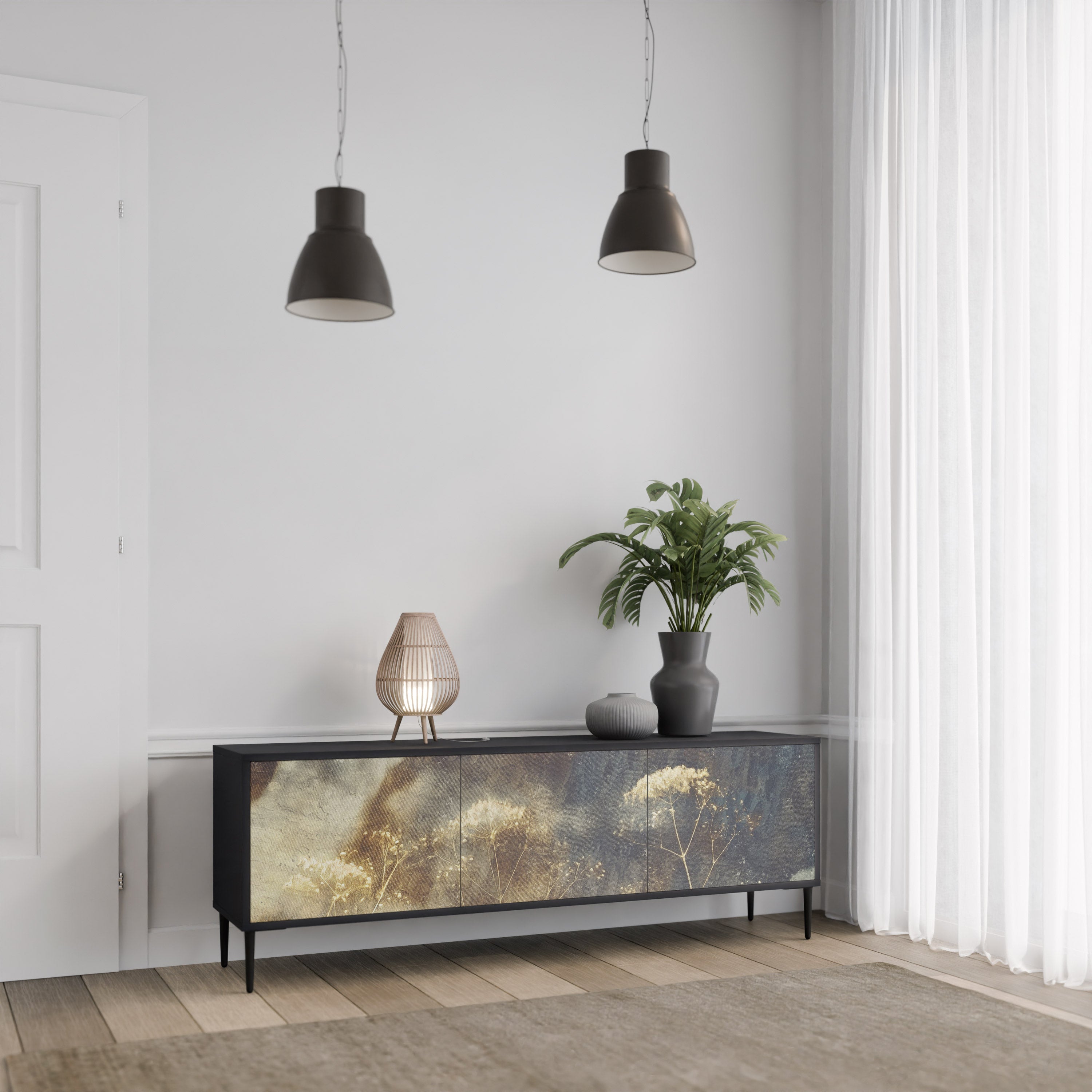 Meuble TV 3 portes GENTLE POWER finition noire