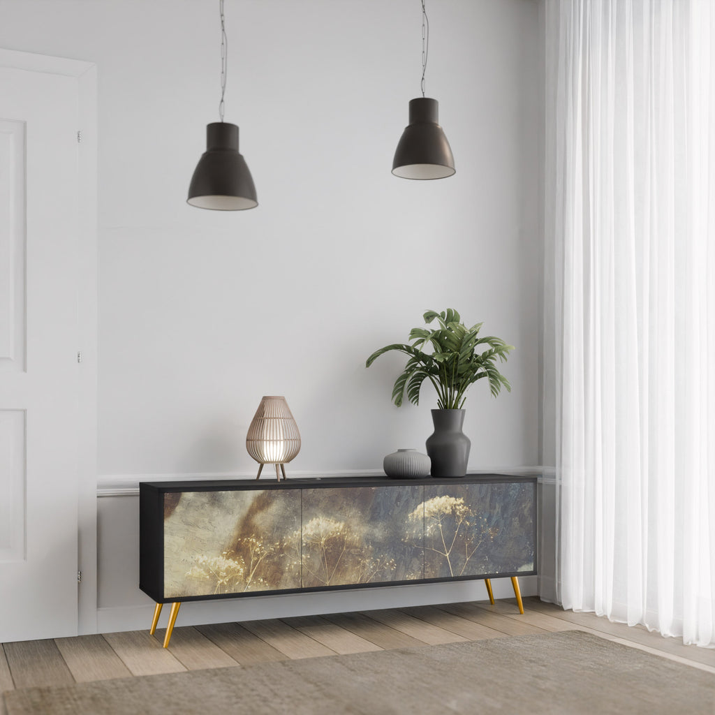 Meuble TV 3 portes GENTLE POWER finition noire