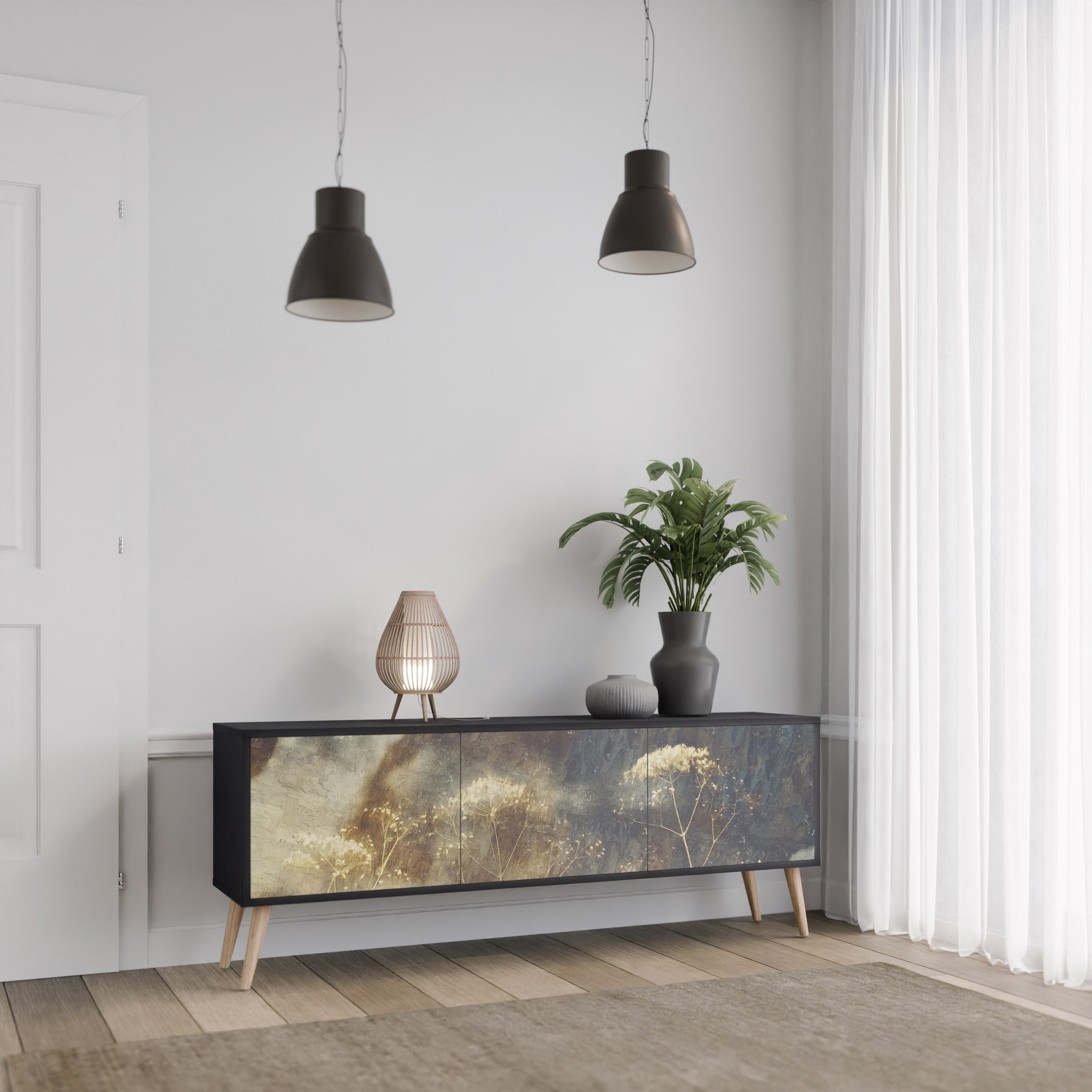 Meuble TV 3 portes GENTLE POWER finition noire