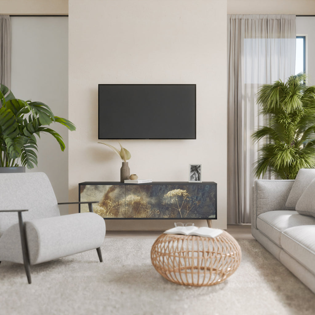 Meuble TV 3 portes GENTLE POWER finition noire