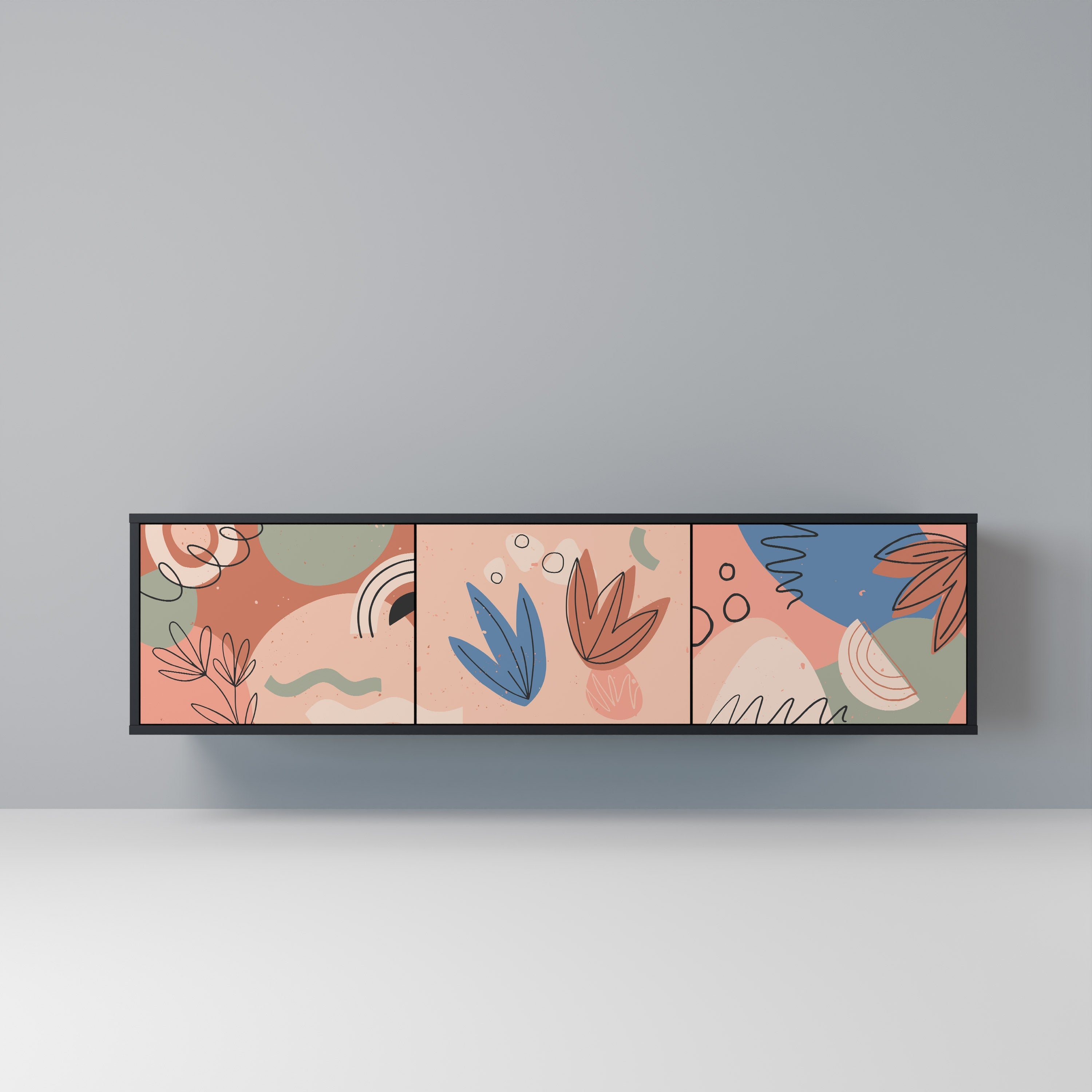 Meuble TV 3 portes PASTEL DESTINY, finition noire