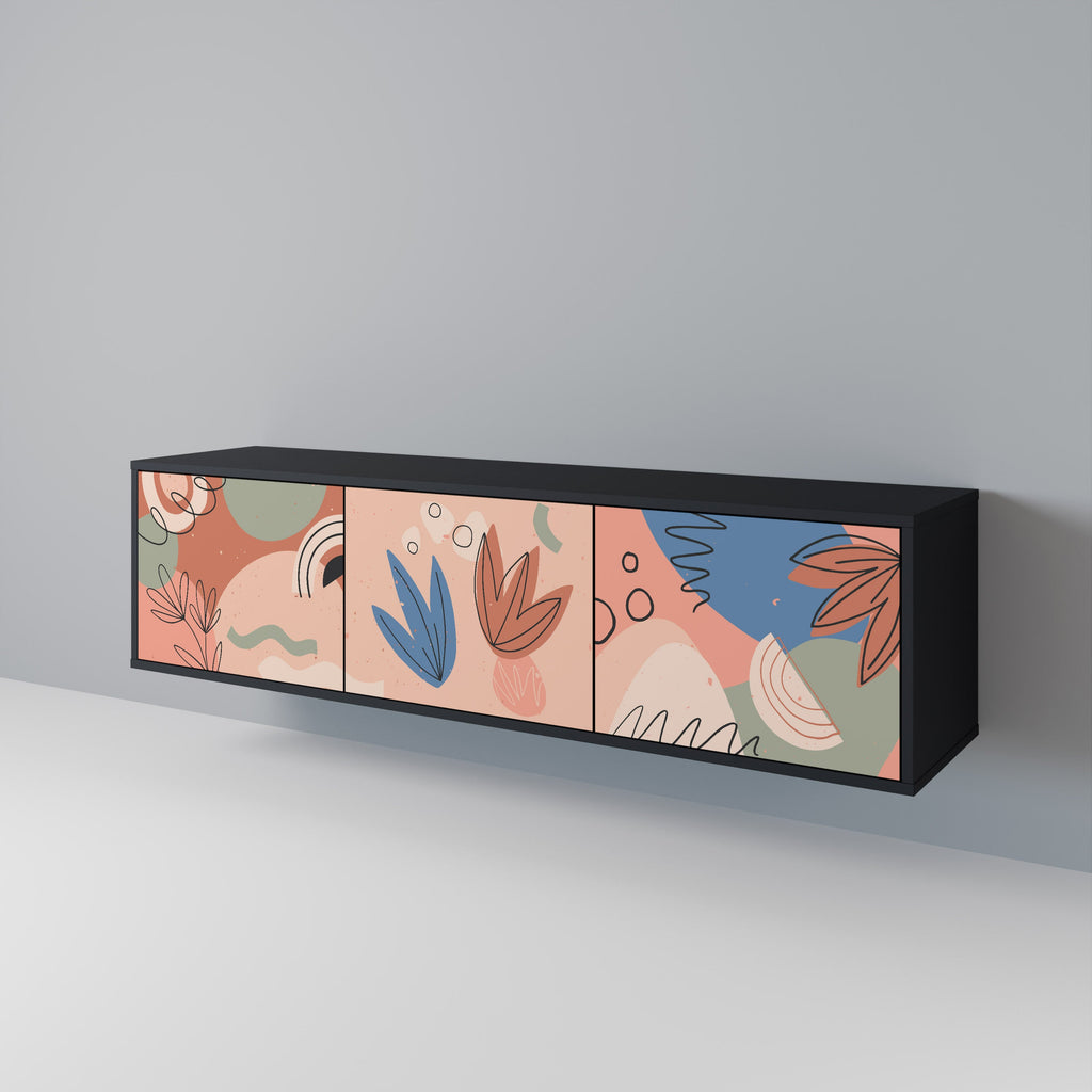 Meuble TV 3 portes PASTEL DESTINY, finition noire