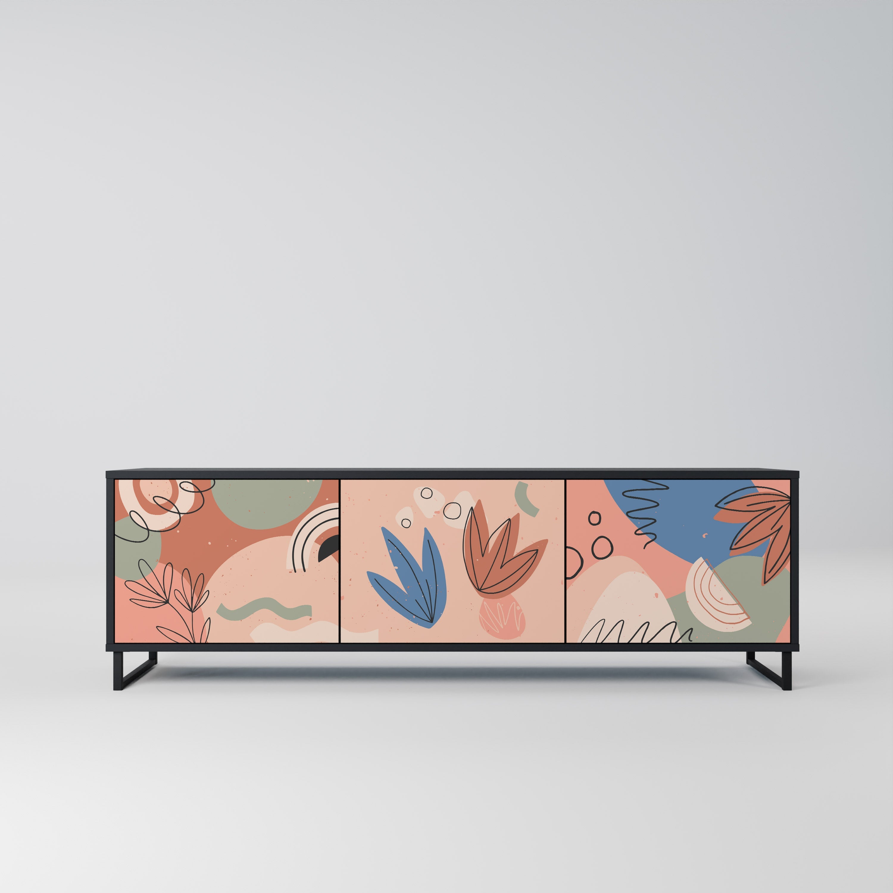 Meuble TV 3 portes PASTEL DESTINY, finition noire