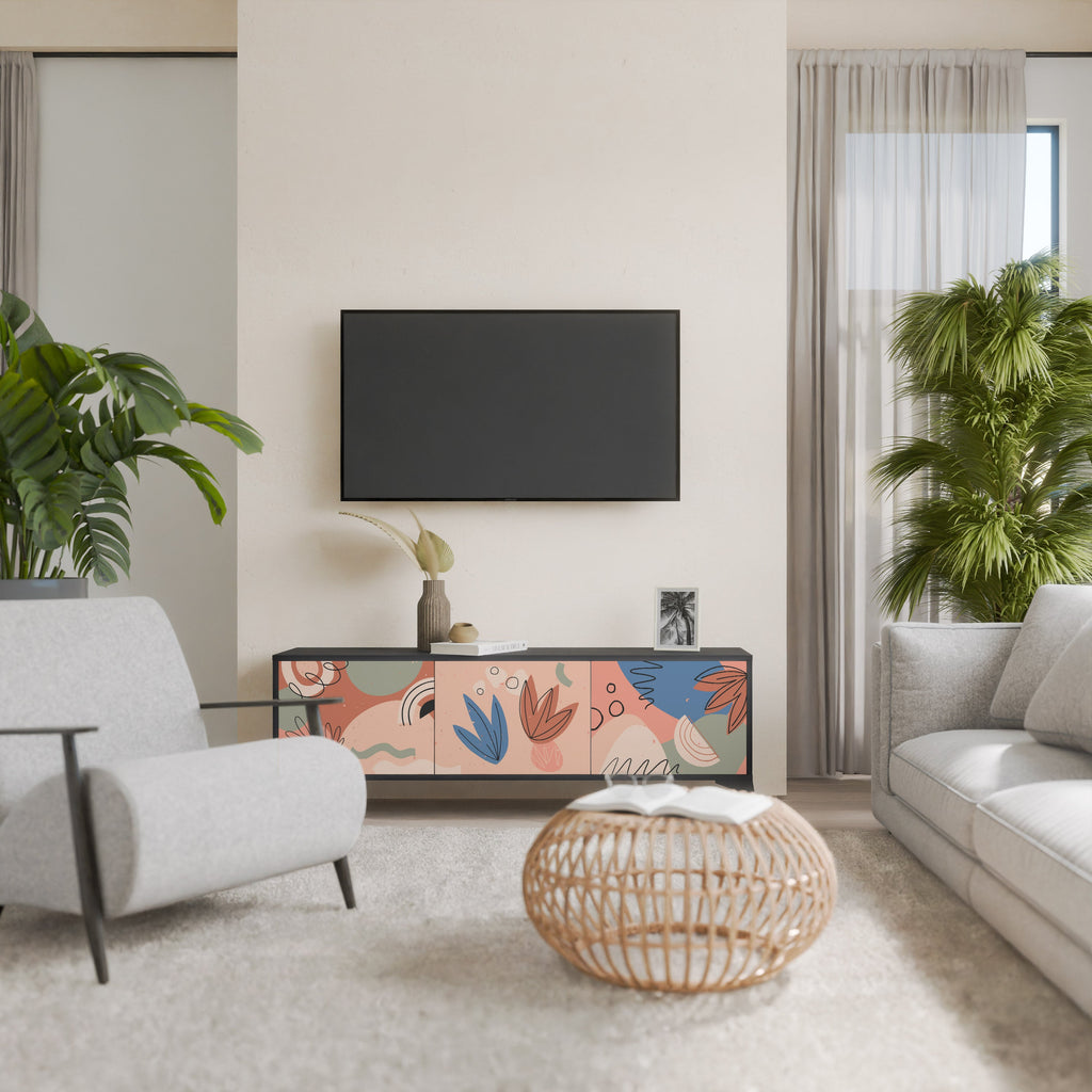 Meuble TV 3 portes PASTEL DESTINY, finition noire