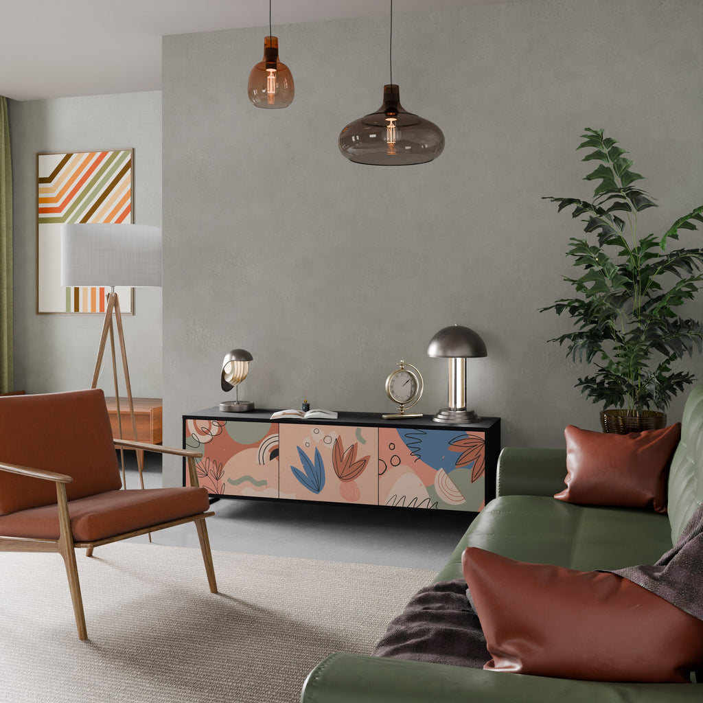 Meuble TV 3 portes PASTEL DESTINY, finition noire