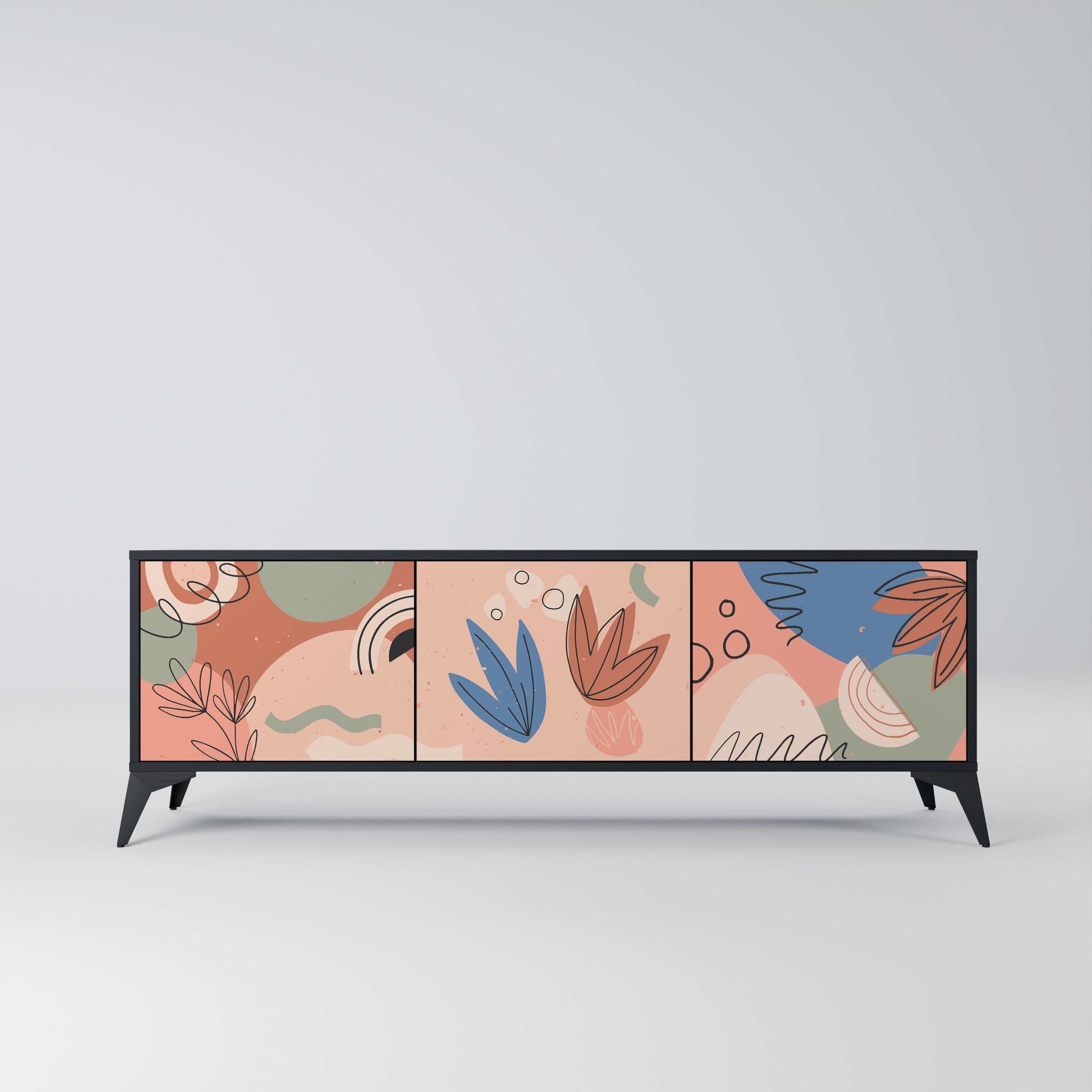 Meuble TV 3 portes PASTEL DESTINY, finition noire