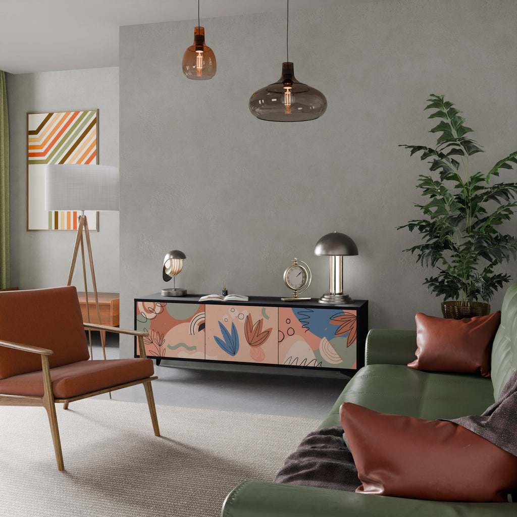 Meuble TV 3 portes PASTEL DESTINY, finition noire