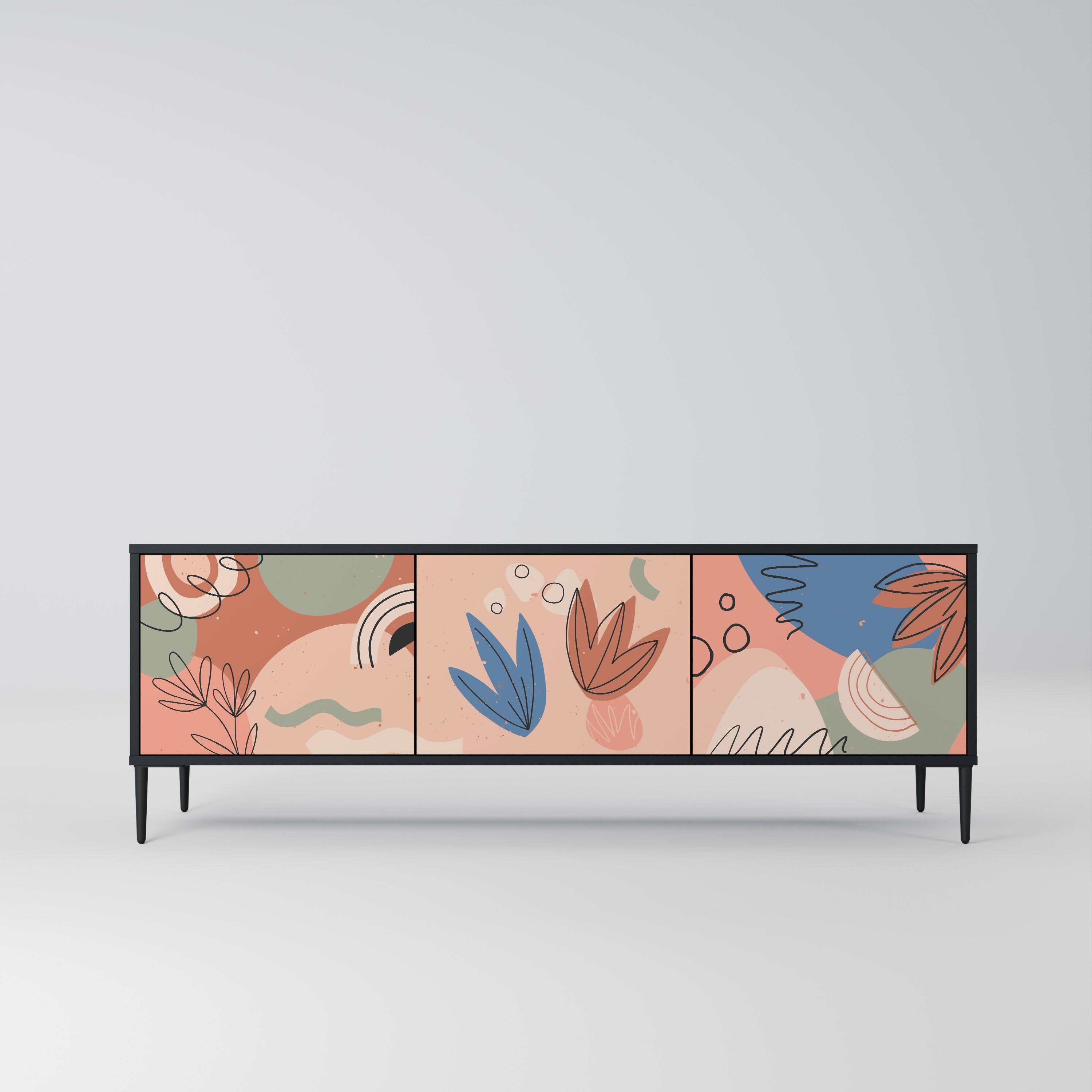 Meuble TV 3 portes PASTEL DESTINY, finition noire